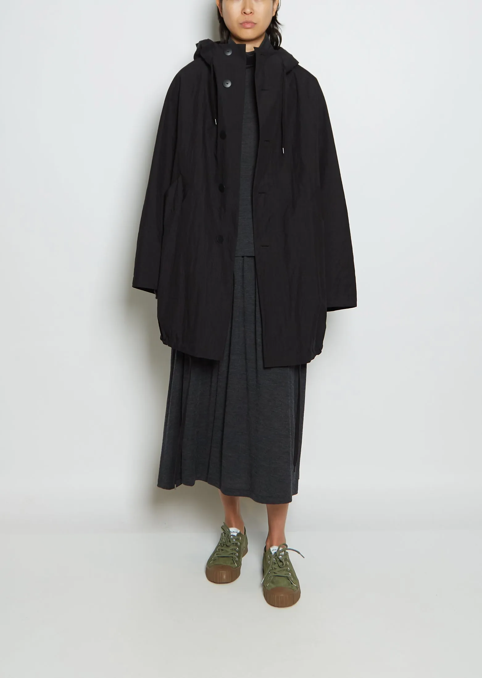 Cotton & Linen Drawstring Parka Coat