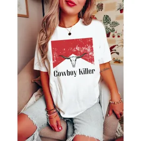 Cowboy Killer T-Shirt, Retro, Distressed Western Cowboy Bull Rodeo Design, Trendy Western® T-Shirt