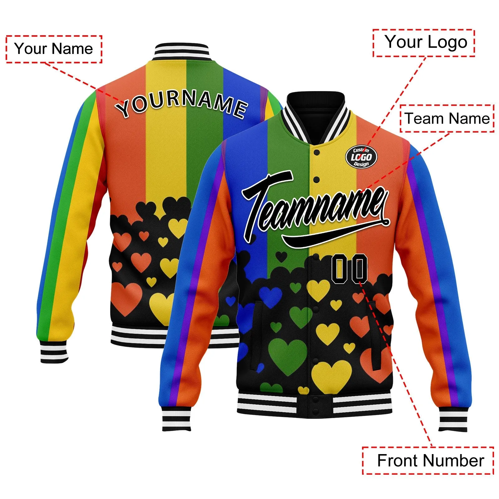 Custom Jacket Bomber Full-Snap Varsity Letterman Personalized Jacket FZ005-D025003-13