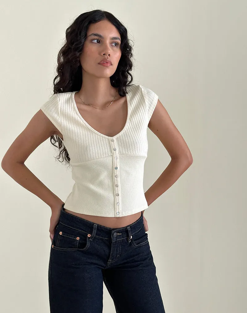 Dawira Button Through Top in Ivory