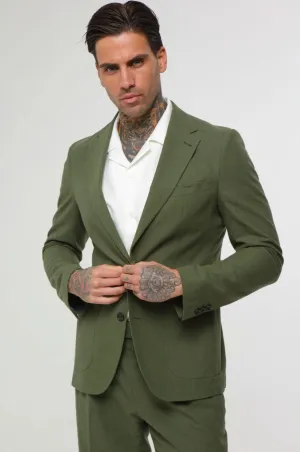 DECORATE Cotton Linen Blend Blazer in Green