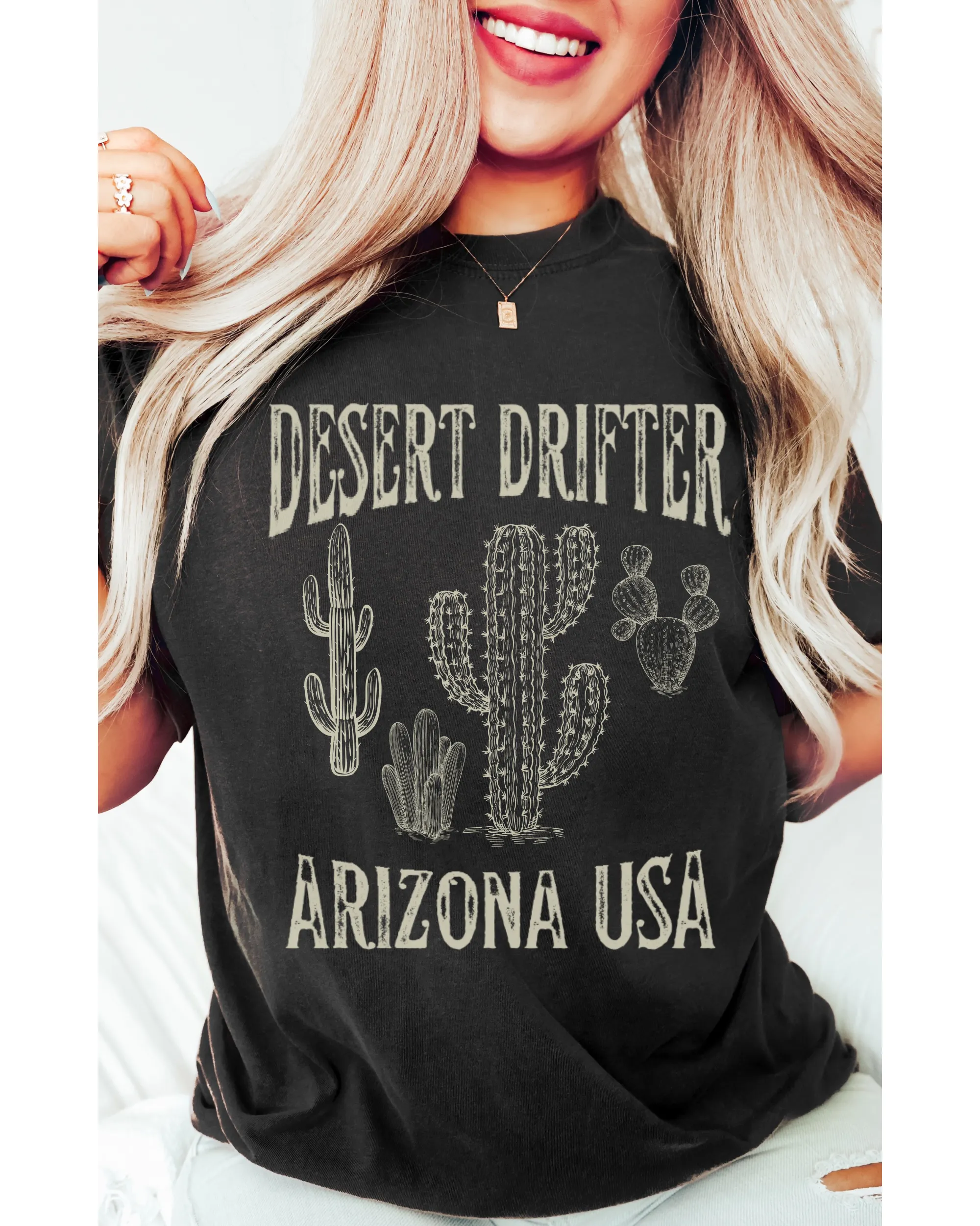 Desert Drifter, Arizona USA T-Shirt, Vintage-Inspired T-Shirt, Trendy Hippie T-Shirt Western Desert Distressed Design