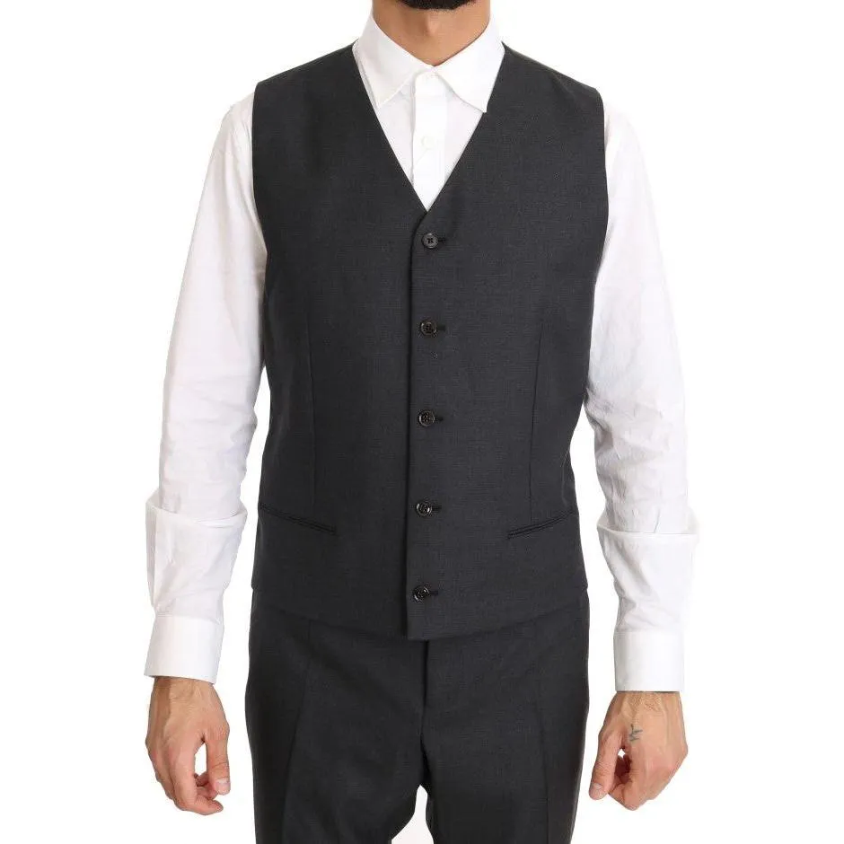 Dolce & Gabbana Elegant Gray Double Breasted Wool Silk Suit