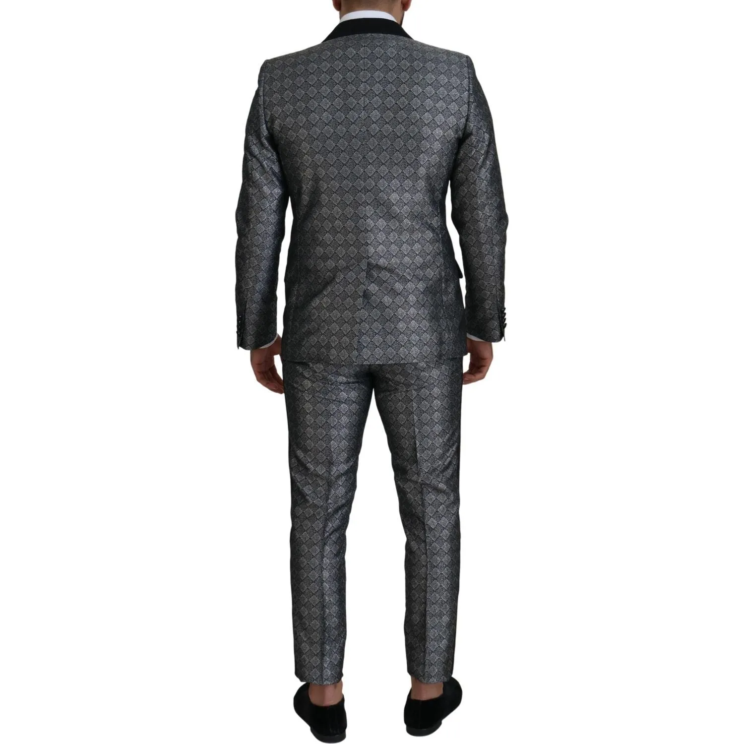 Dolce & Gabbana Elegant Silver Patterned Slim Fit Suit