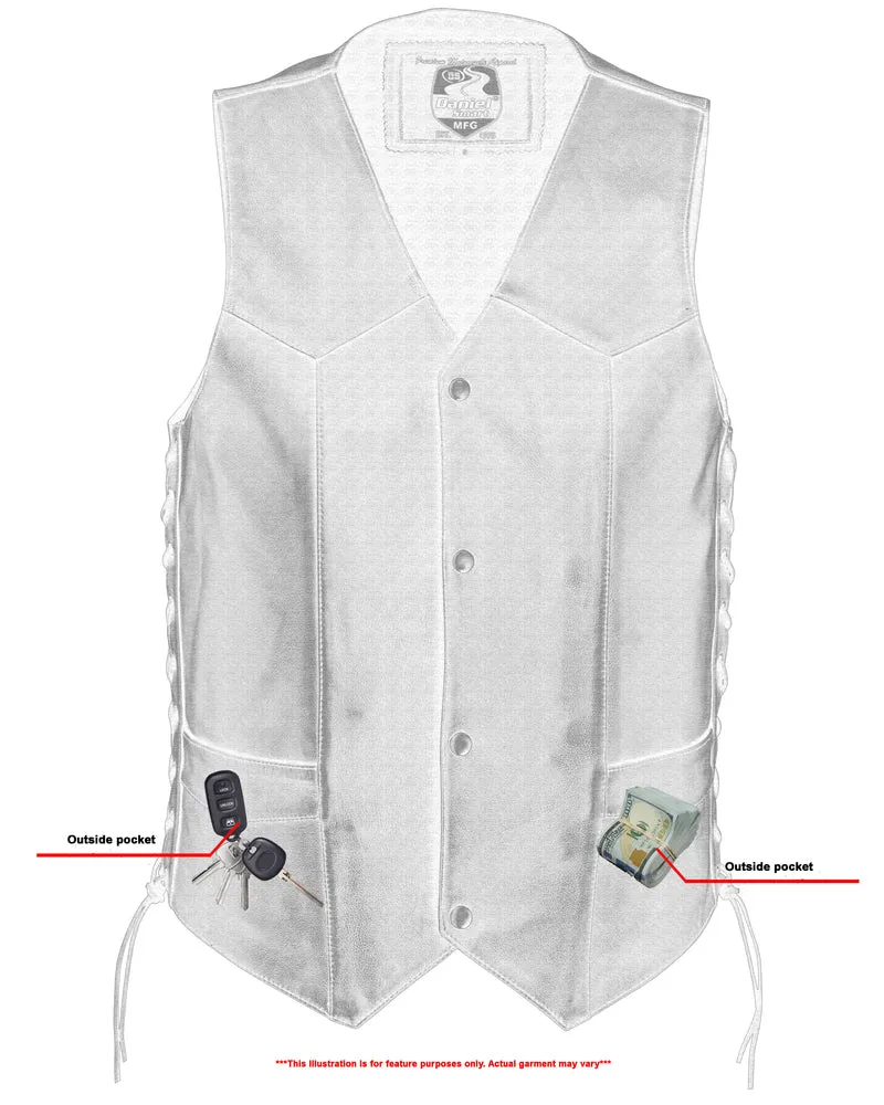 DS122 Men's Lace Side Leather Vest "The Gold Traditional"