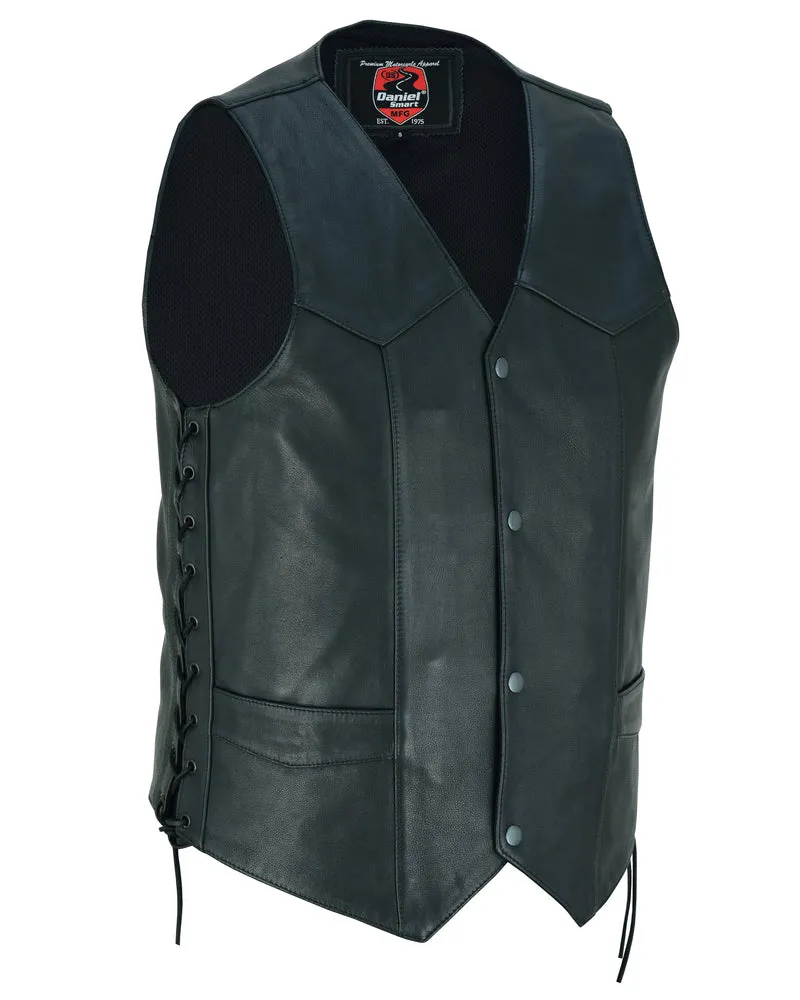 DS122 Men's Lace Side Leather Vest "The Gold Traditional"