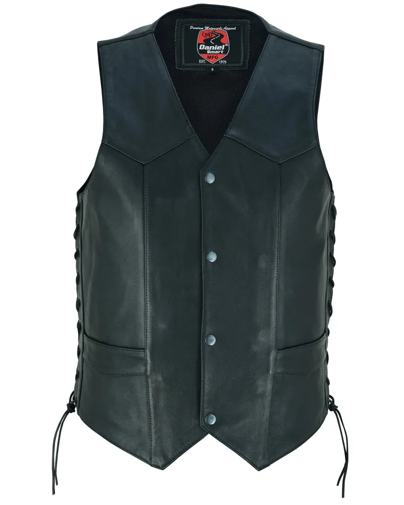 DS122 Men's Lace Side Leather Vest "The Gold Traditional"