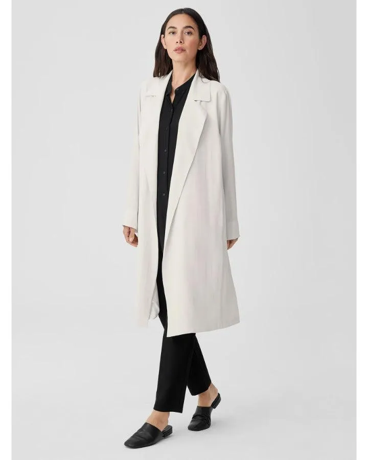 Eileen Fisher Silk Georgette Crepe Trench Coat