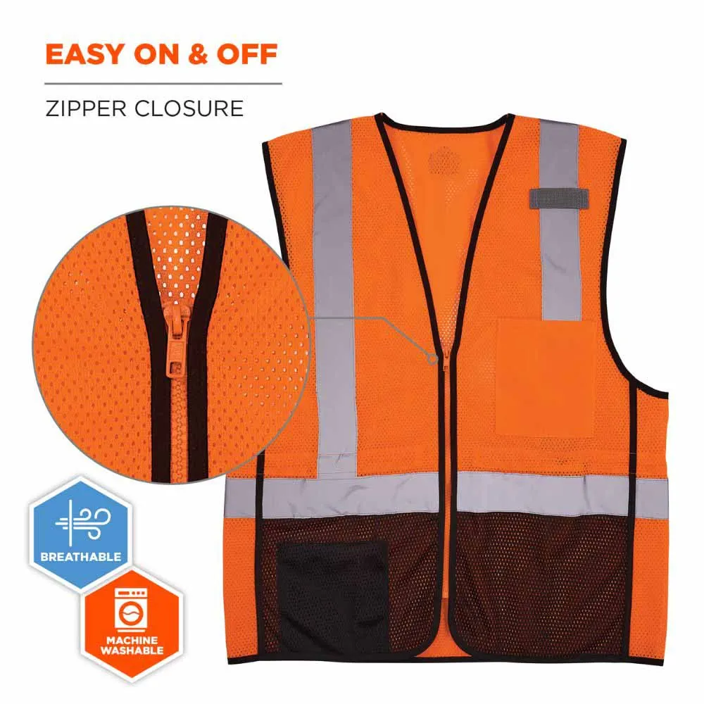 Ergodyne 23029 8210ZBK 4XL/5XL Orange Hi Vis Safety Vest