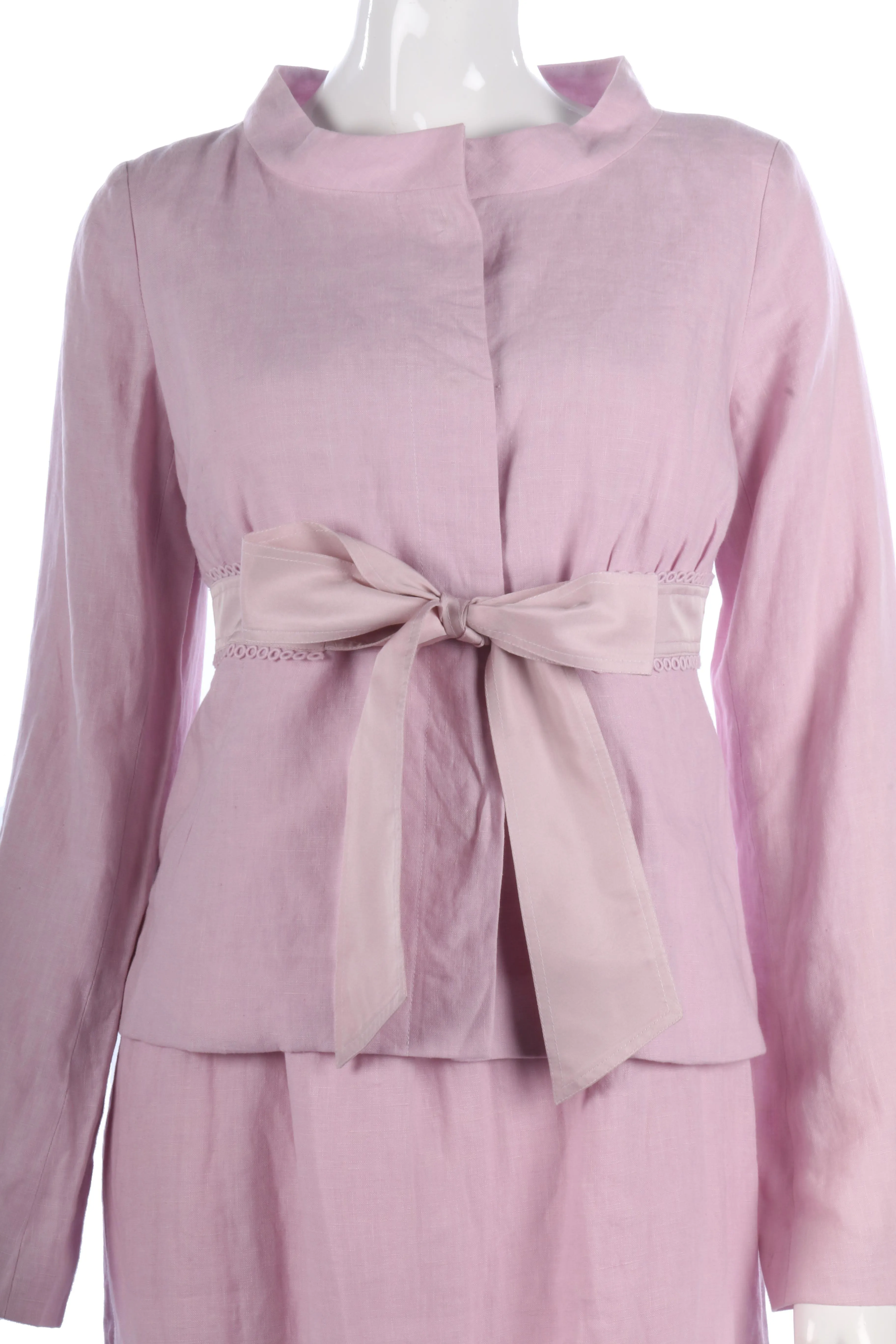 Fabulous Tara Jarmon pink linen and silk dress and jacket size S