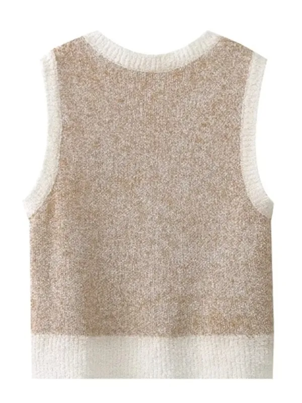 Fashionable and sexy sleeveless knitted embroidered woolen vest