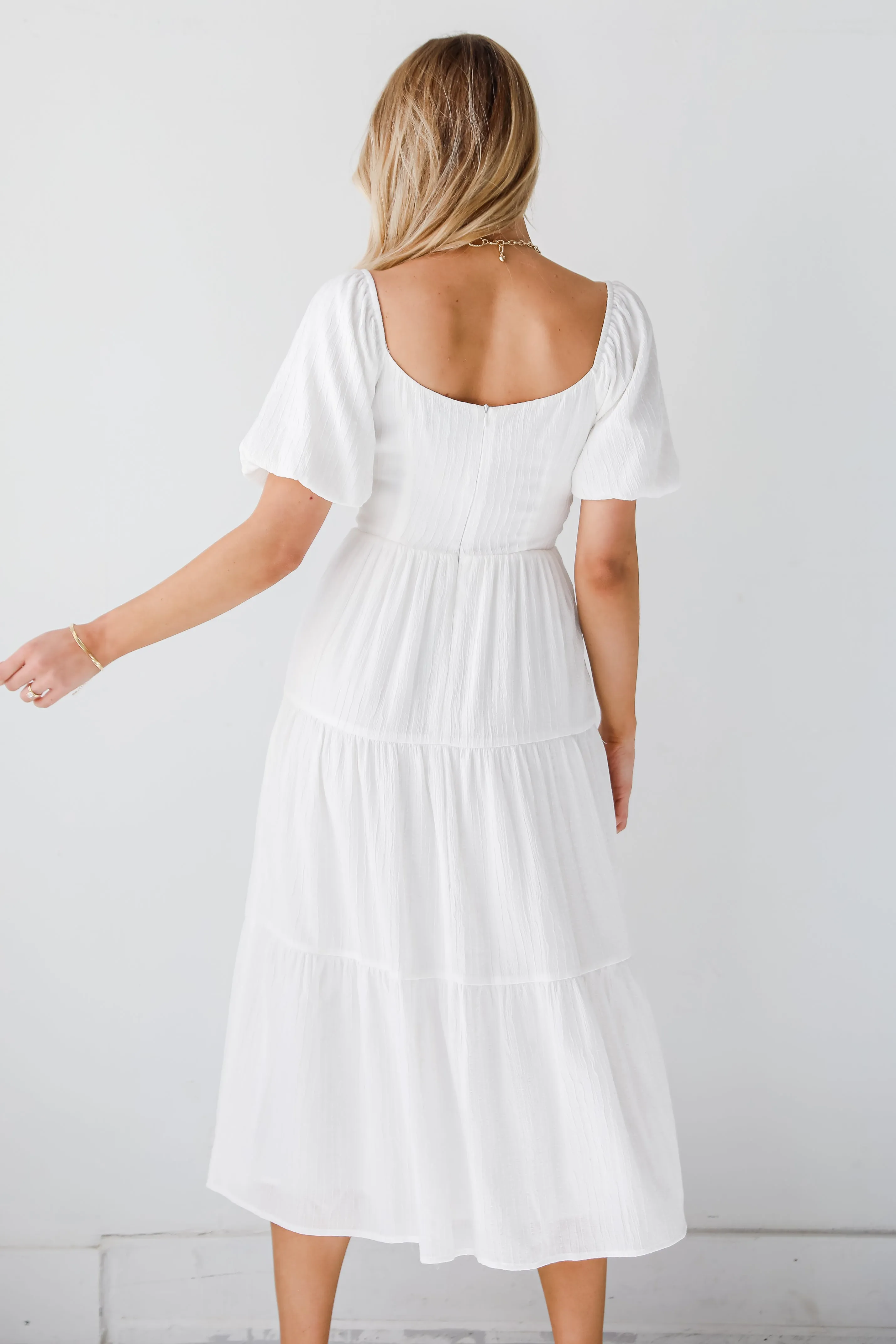 FINAL SALE - Completely Precious White Tiered Midi Dress