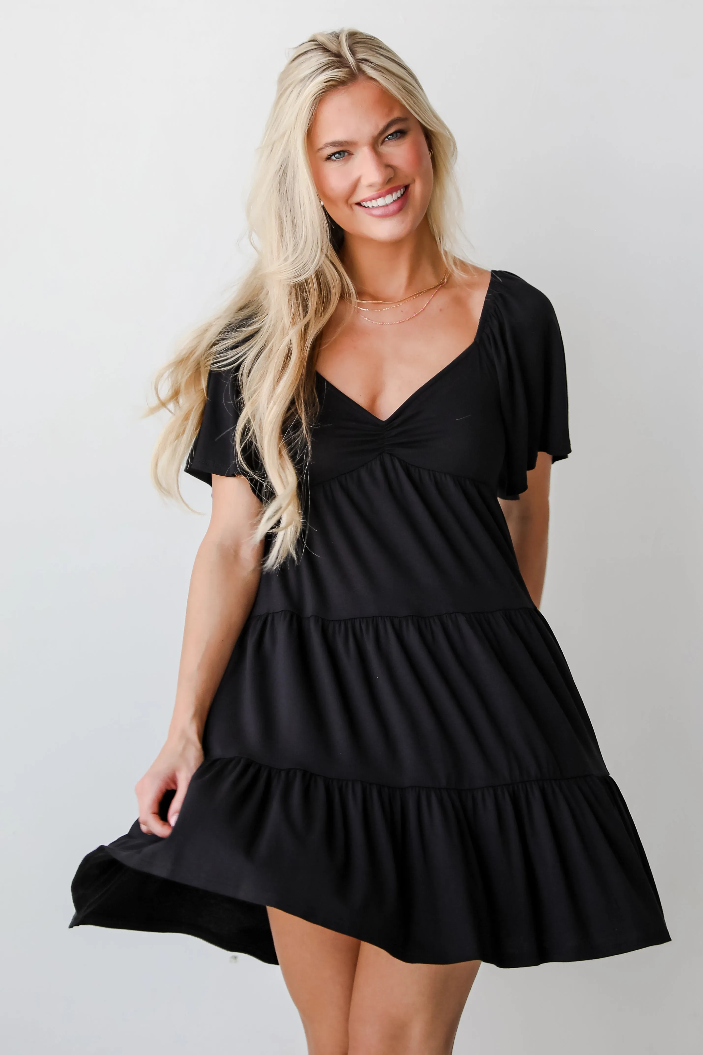 FINAL SALE - Delightful Design Black Tiered Mini Dress