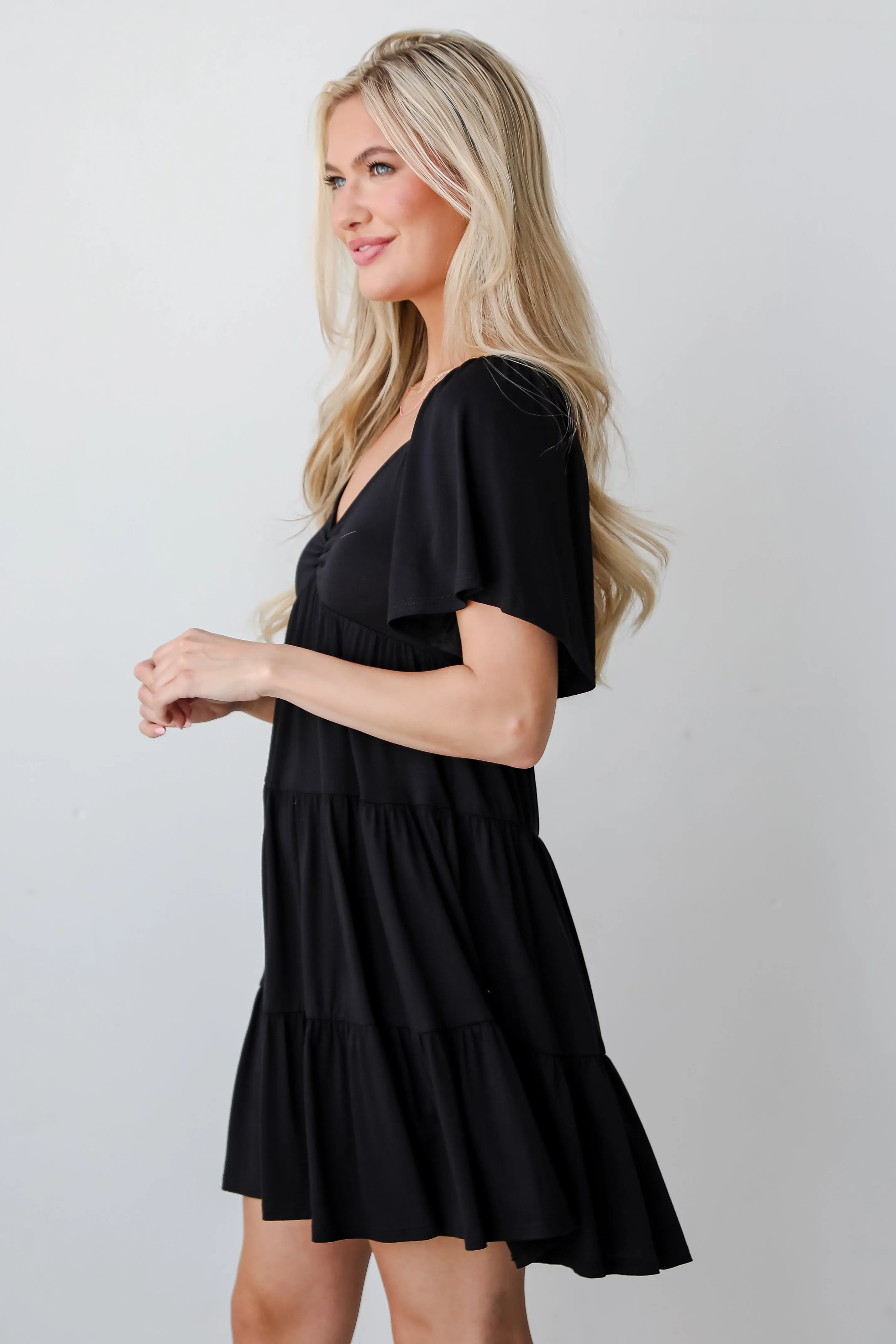 FINAL SALE - Delightful Design Black Tiered Mini Dress