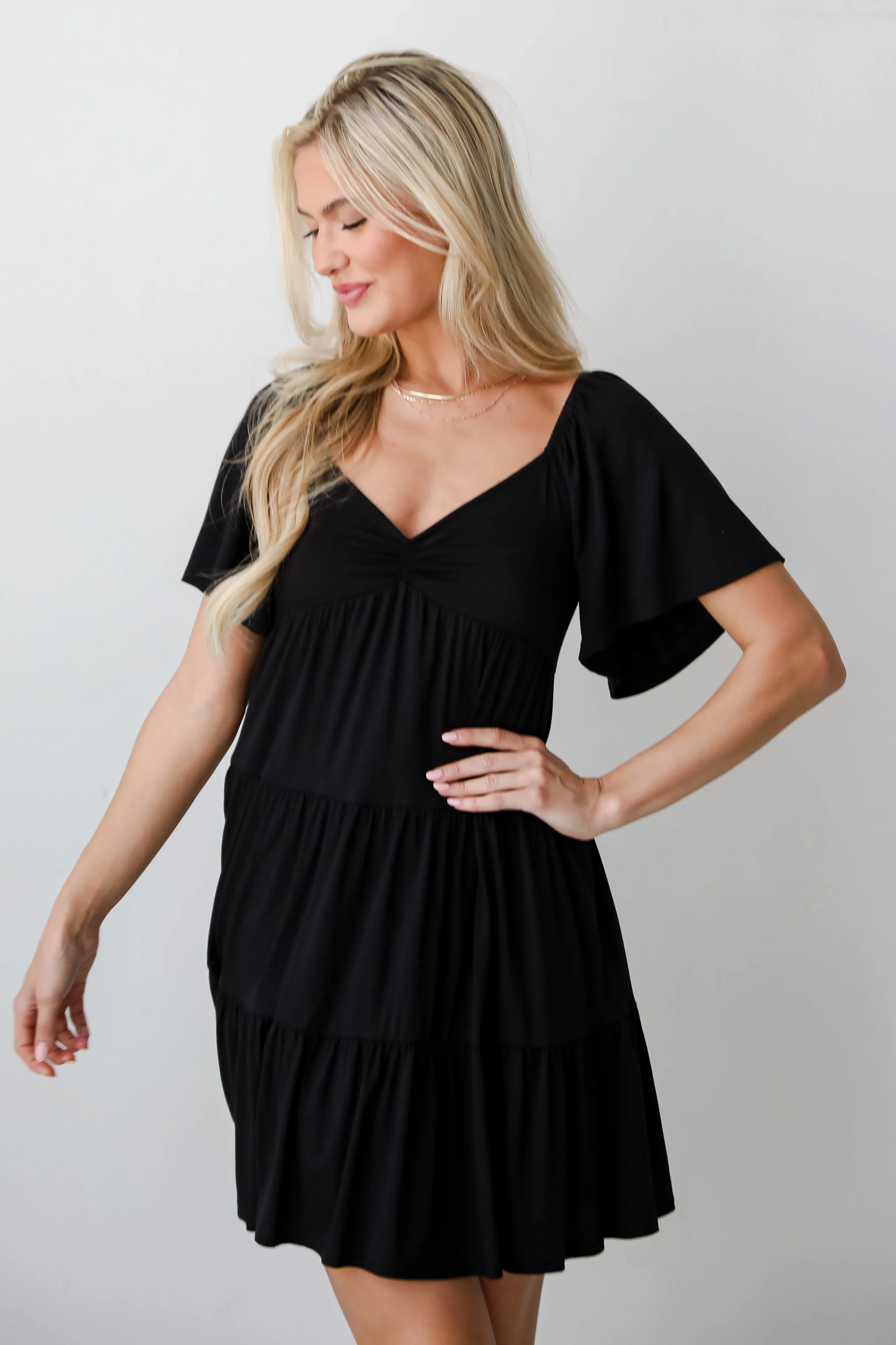 FINAL SALE - Delightful Design Black Tiered Mini Dress