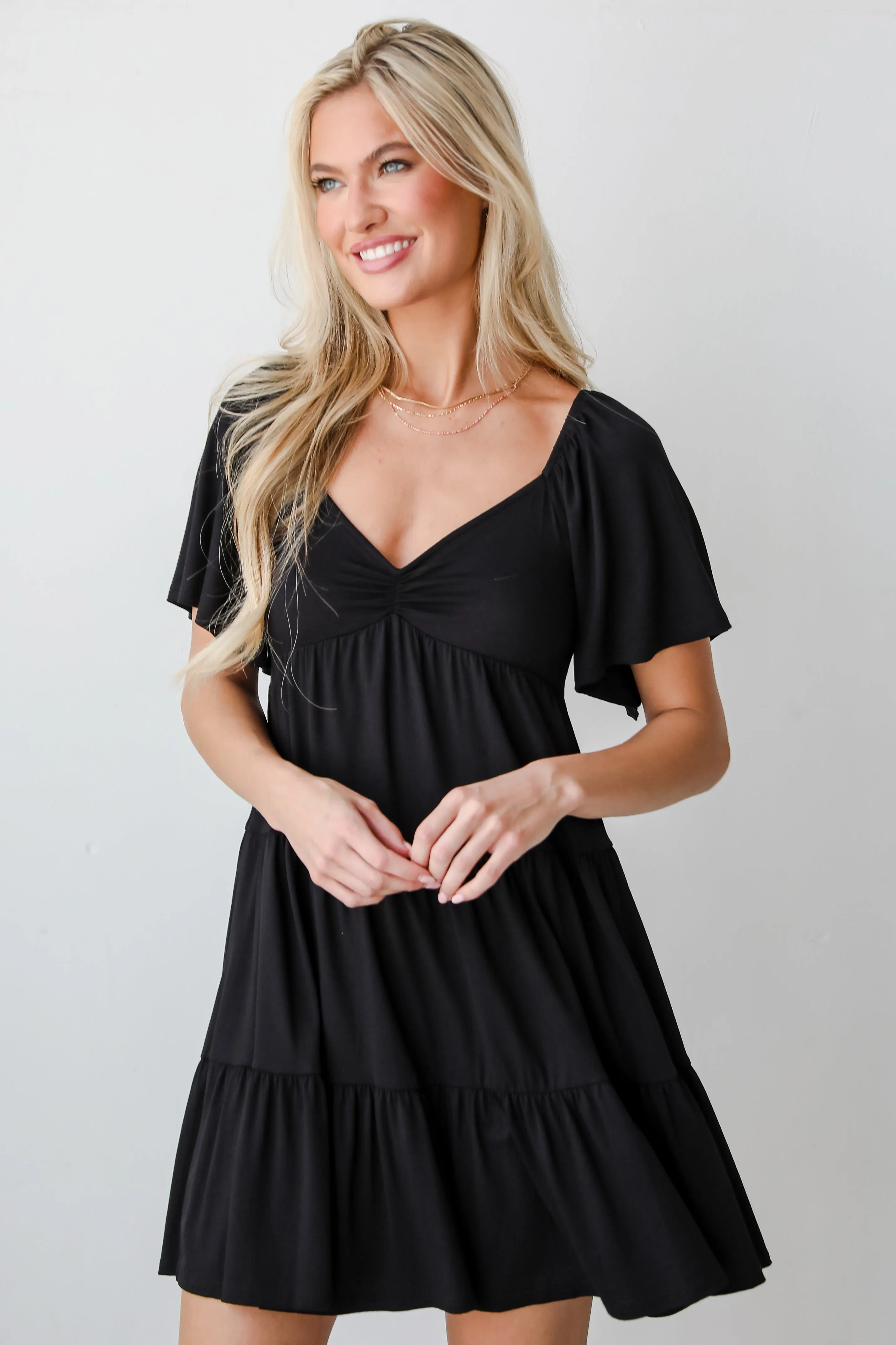 FINAL SALE - Delightful Design Black Tiered Mini Dress