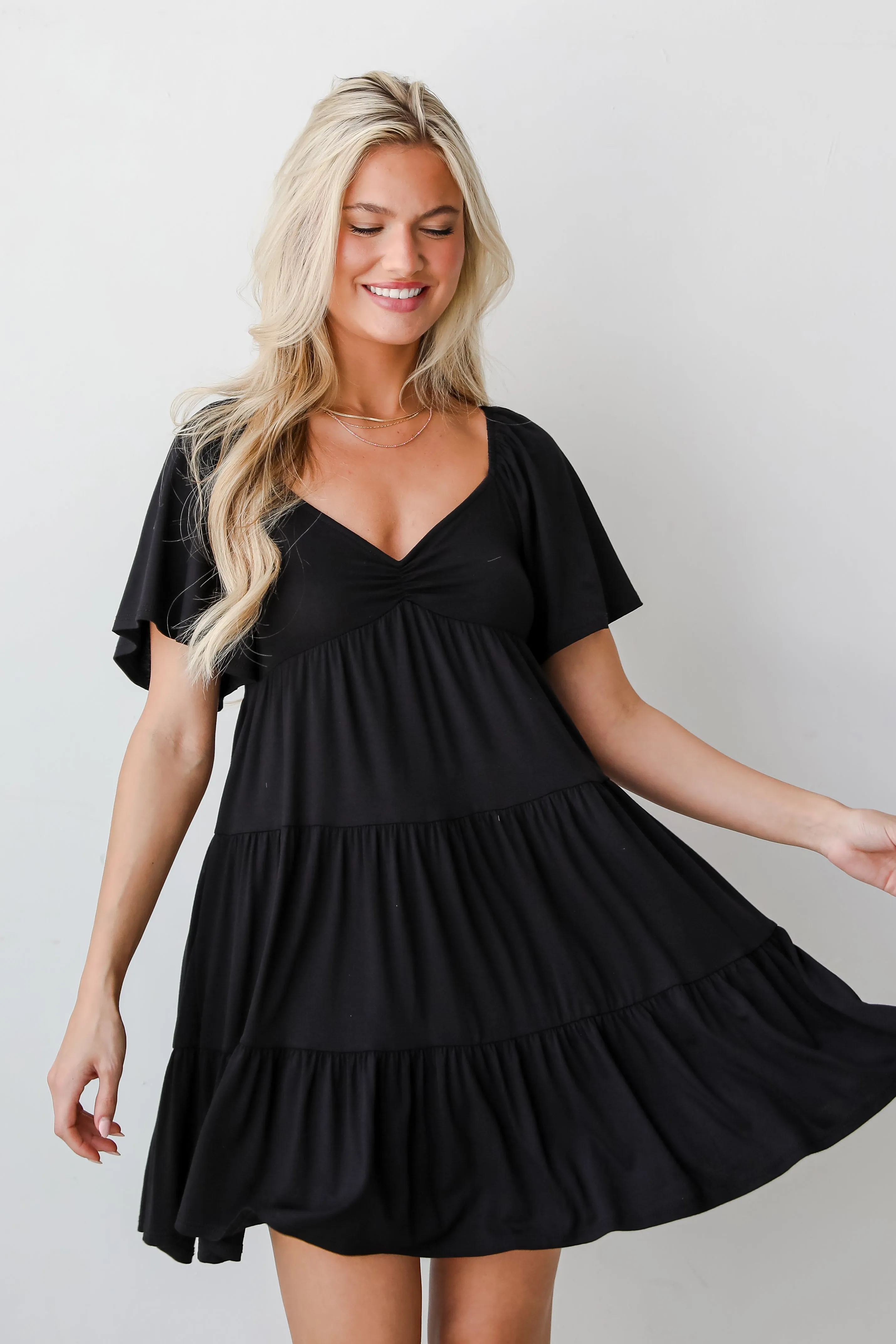 FINAL SALE - Delightful Design Black Tiered Mini Dress