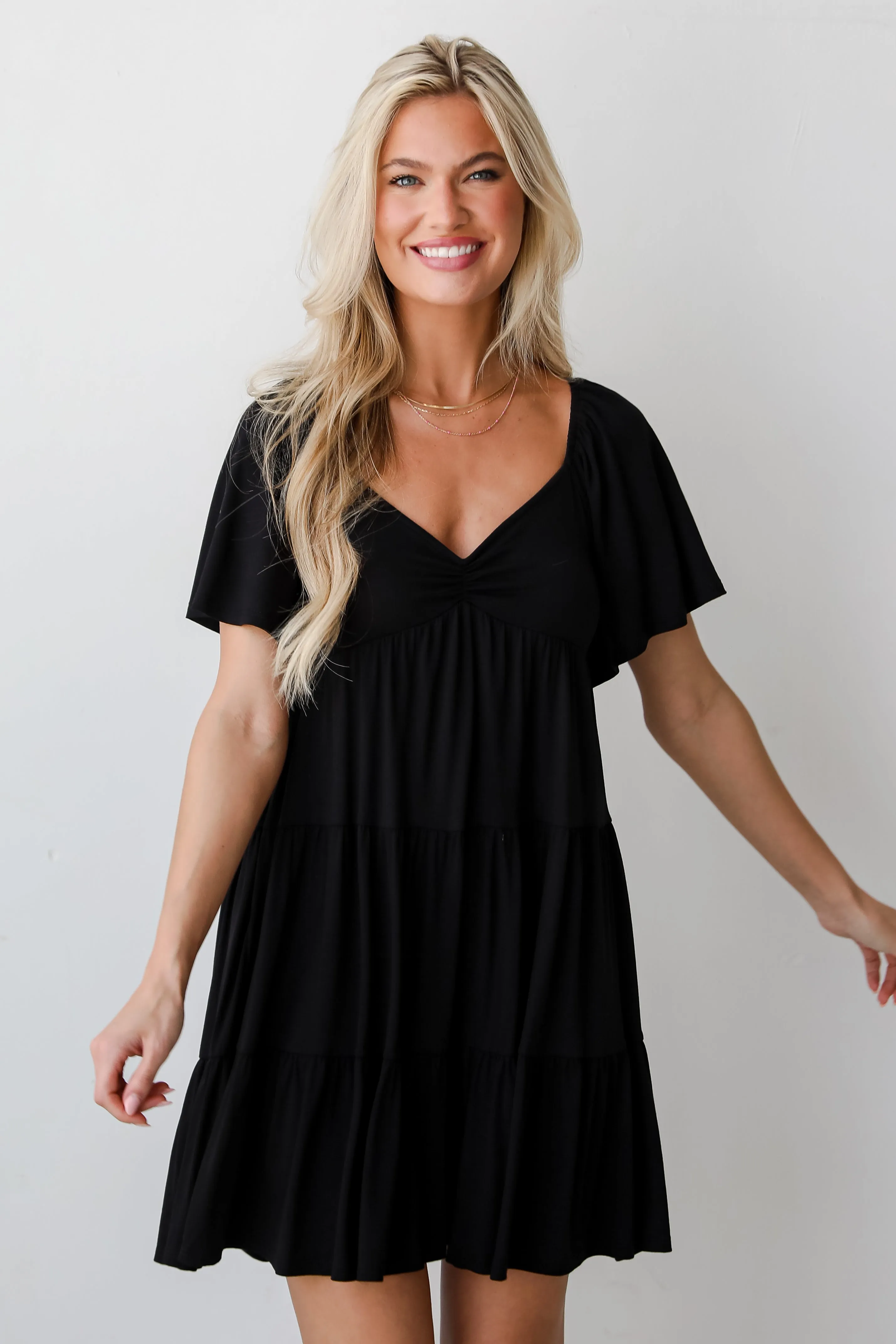 FINAL SALE - Delightful Design Black Tiered Mini Dress