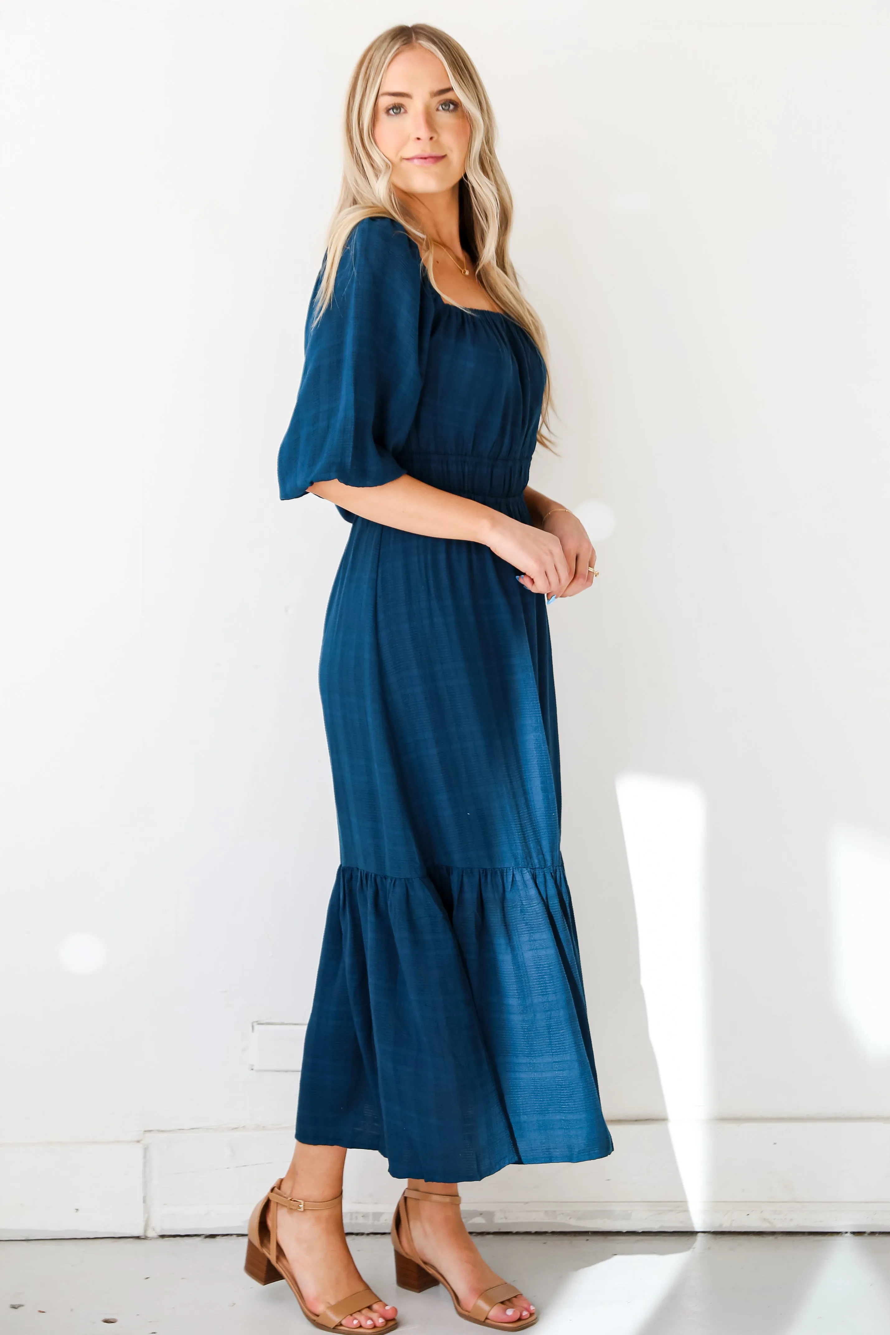 FINAL SALE - Make It A Date Teal Maxi Dress