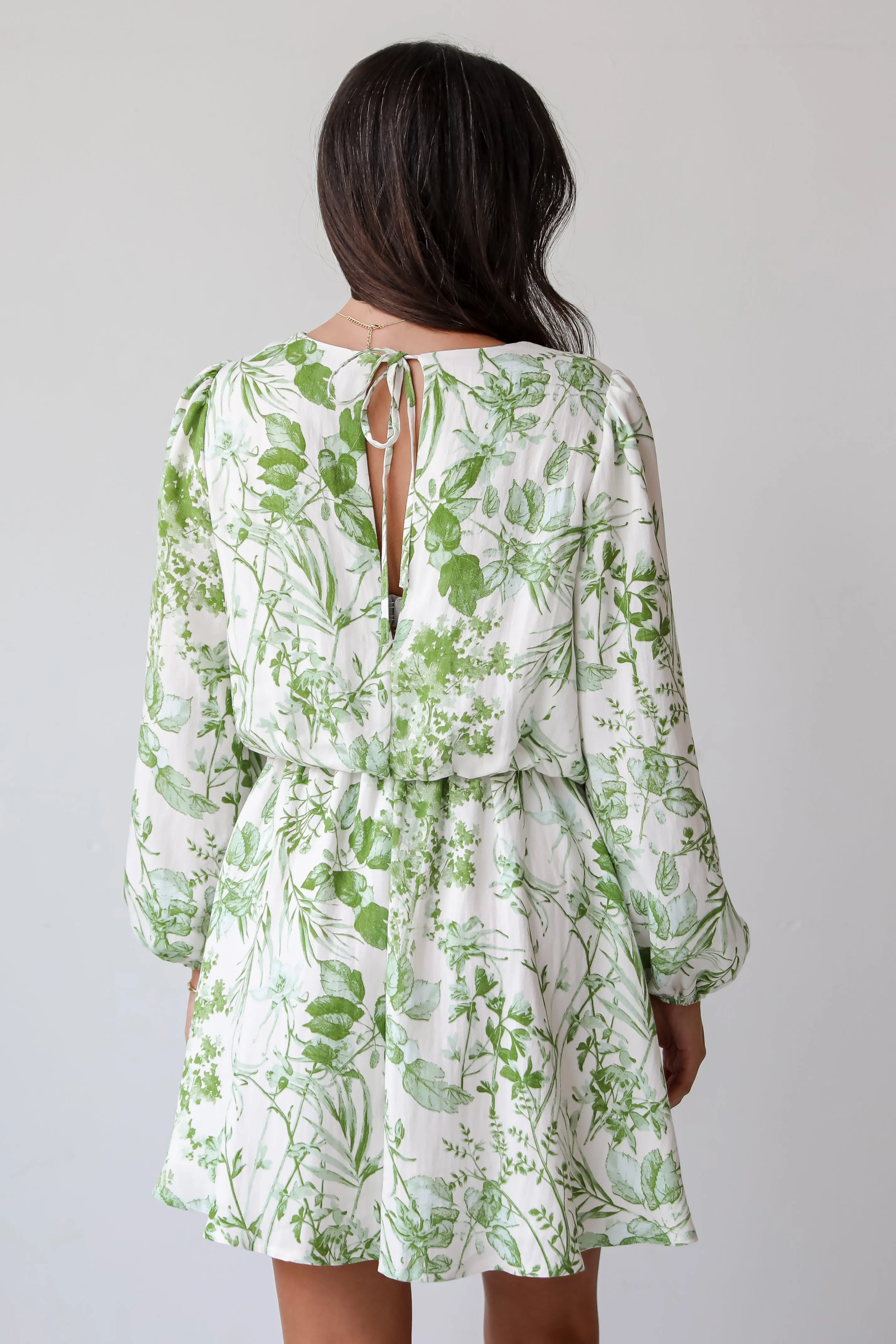 FINAL SALE - Mesmerizing Essence Green Floral Mini Dress