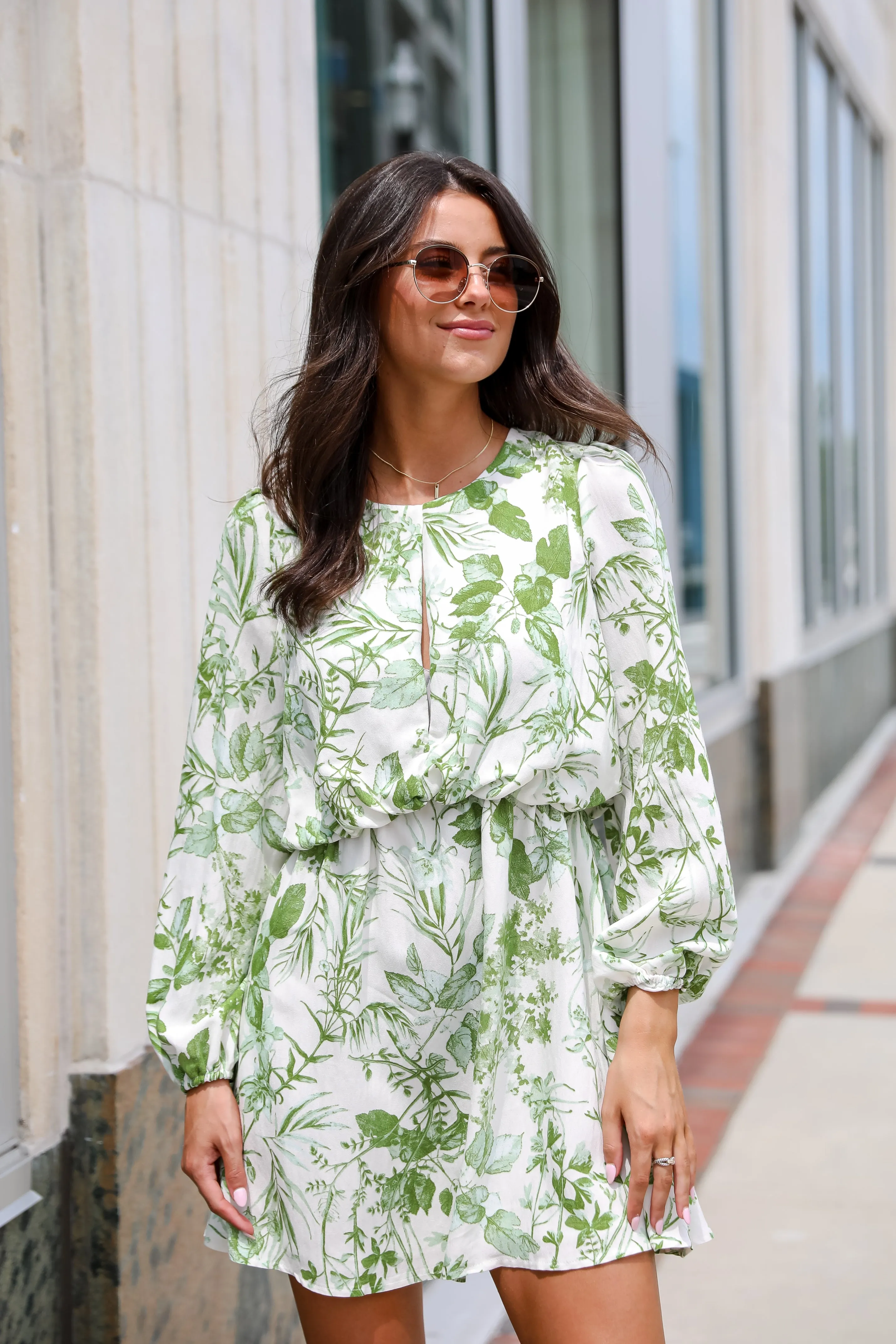 FINAL SALE - Mesmerizing Essence Green Floral Mini Dress