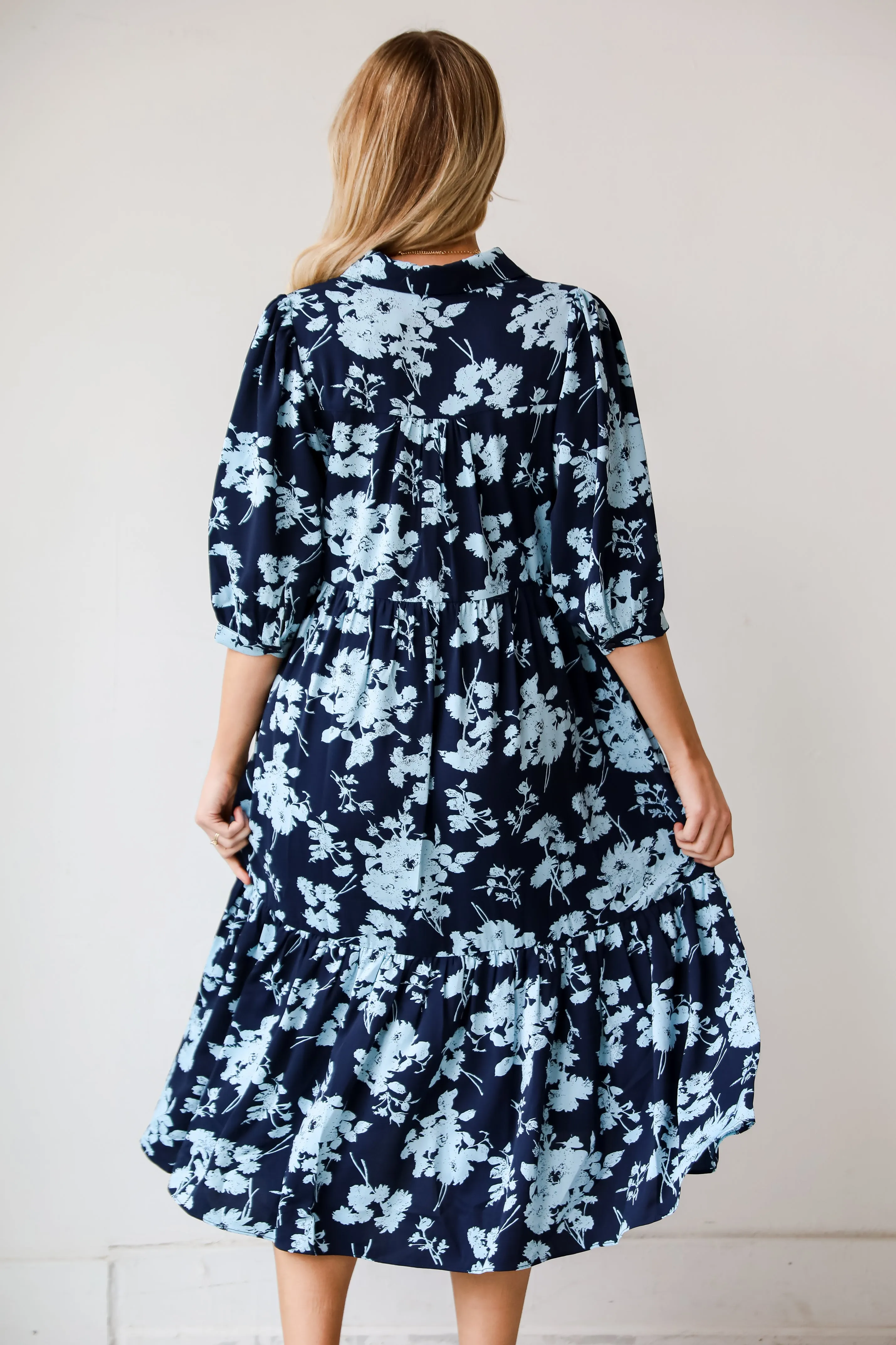 FINAL SALE - My Love Story Navy Floral Midi Dress