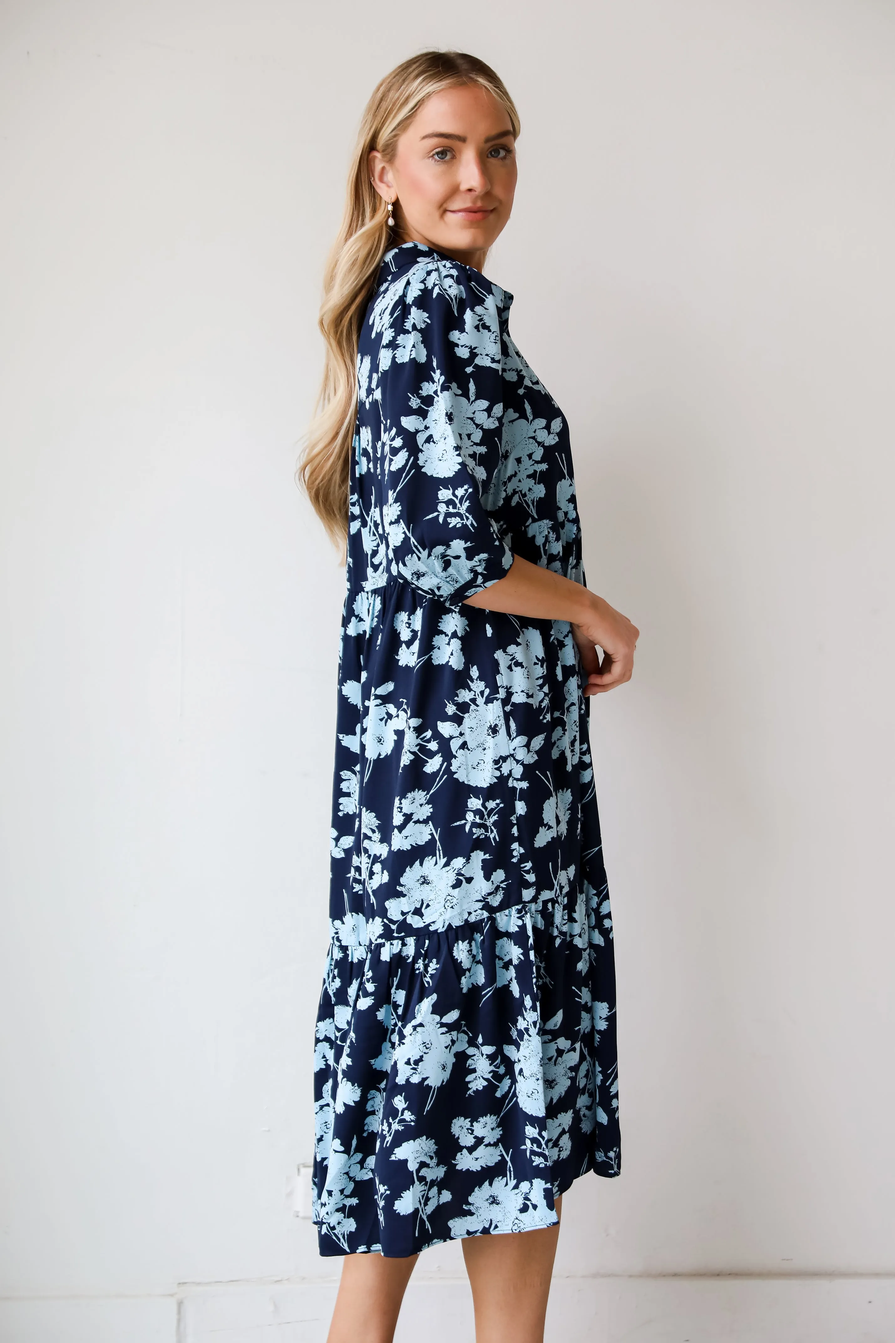 FINAL SALE - My Love Story Navy Floral Midi Dress