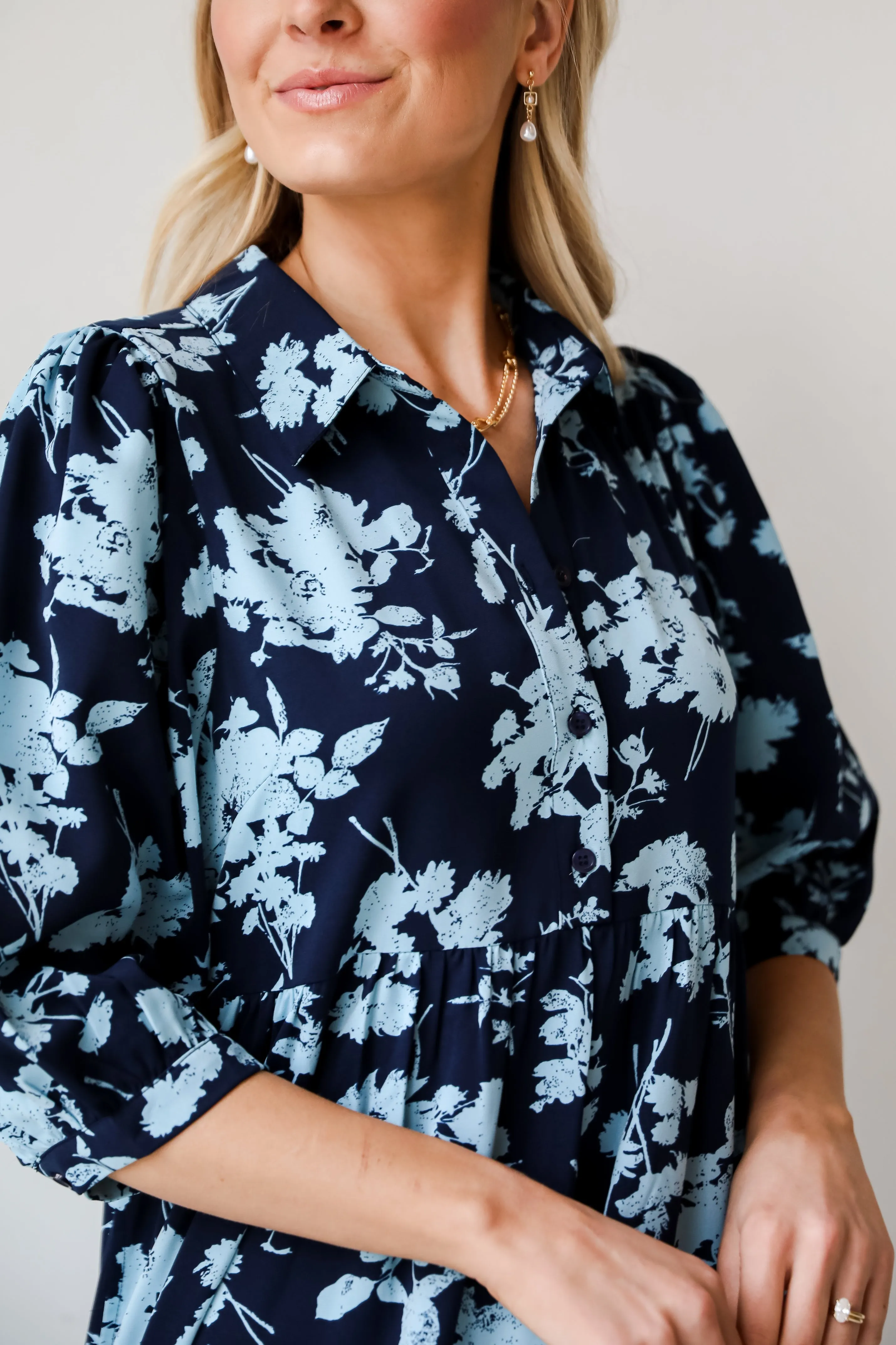 FINAL SALE - My Love Story Navy Floral Midi Dress