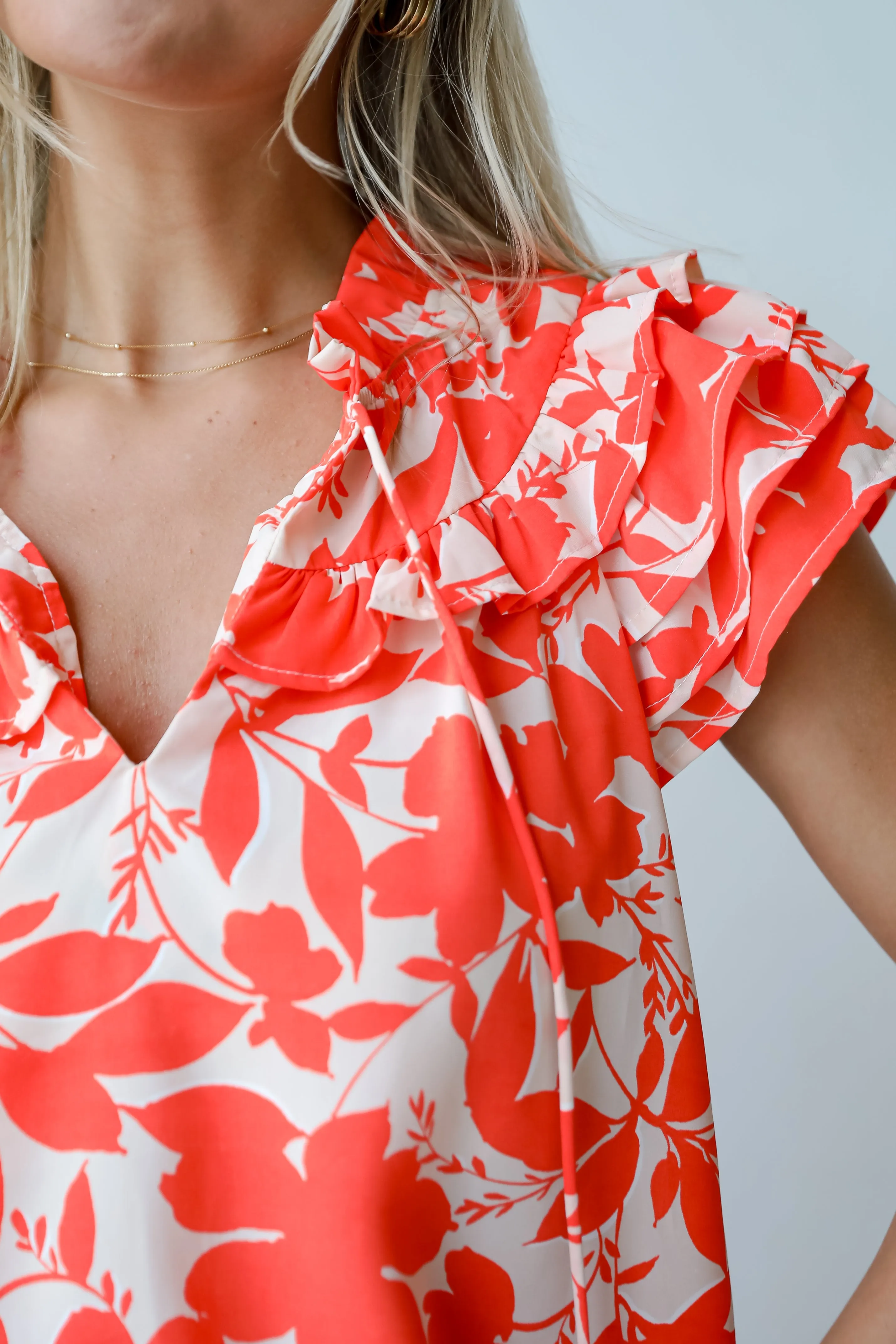 FINAL SALE - Poised Moment Orange Floral Blouse