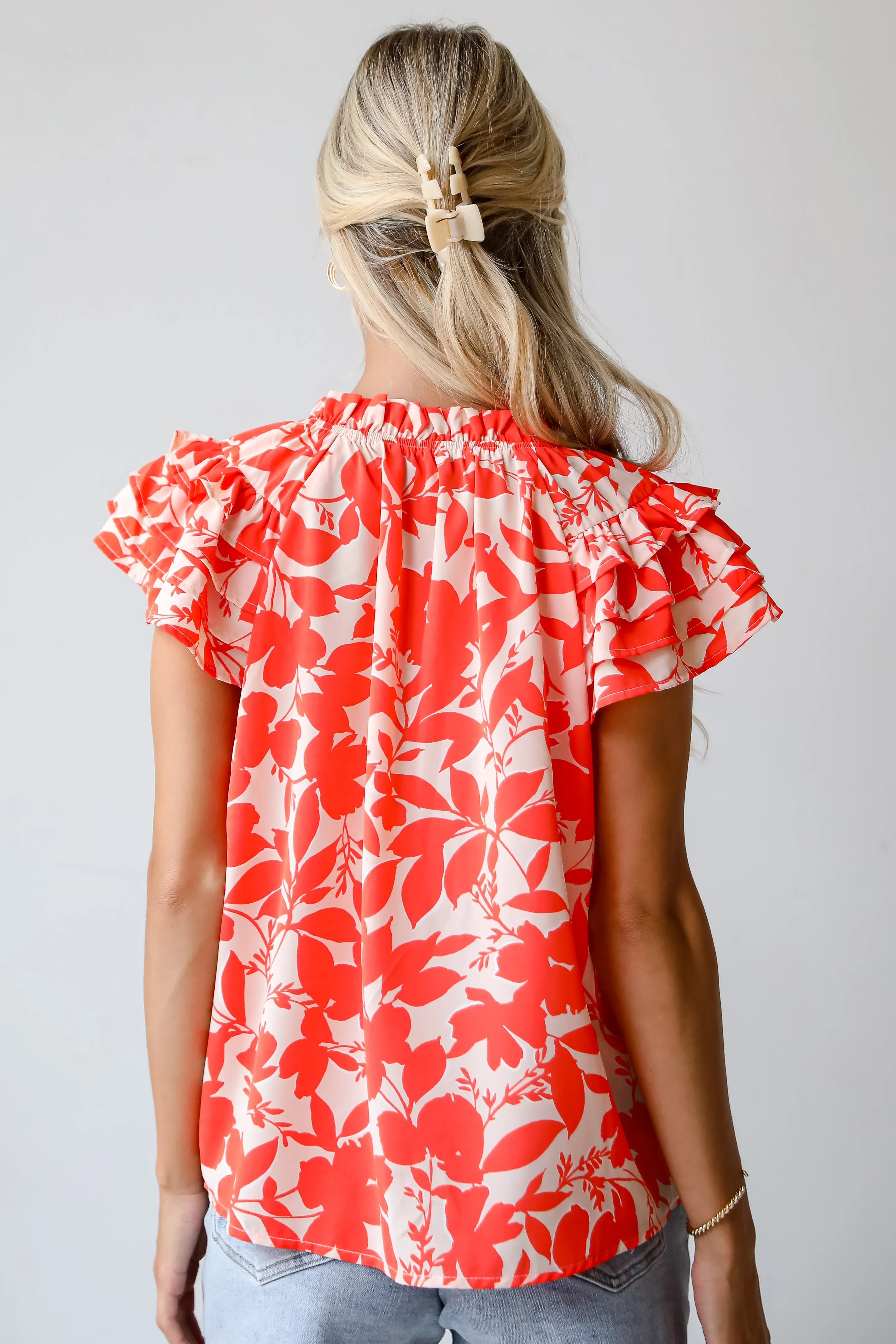 FINAL SALE - Poised Moment Orange Floral Blouse