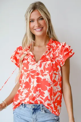 FINAL SALE - Poised Moment Orange Floral Blouse