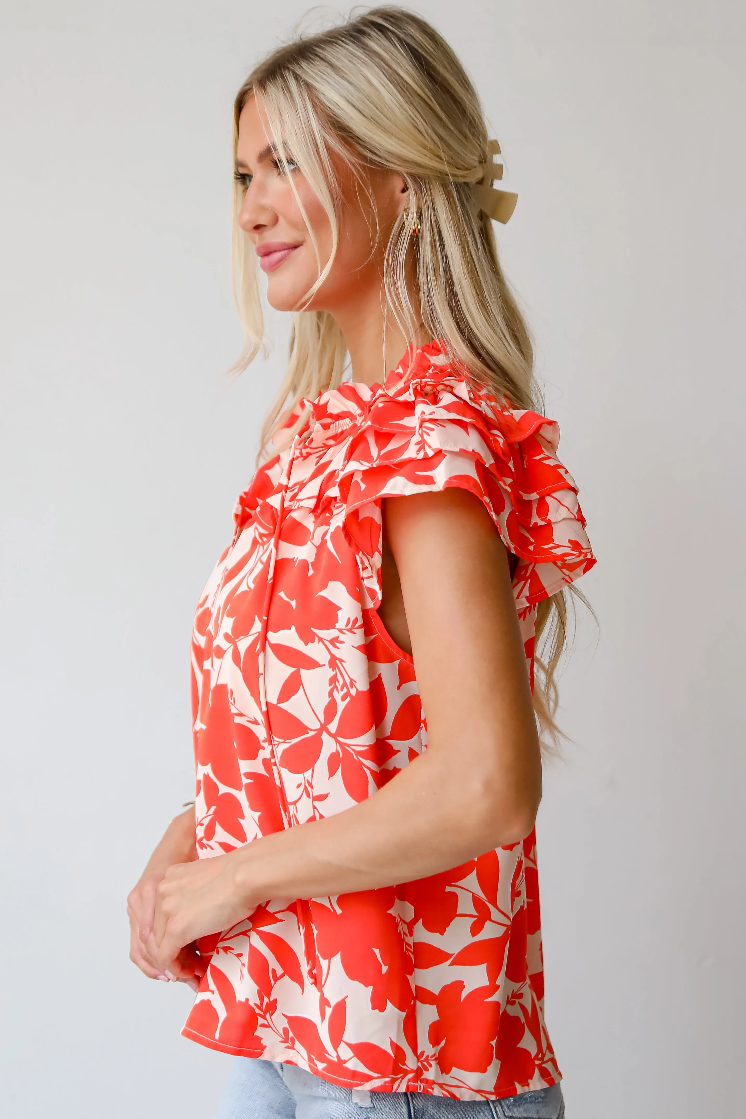 FINAL SALE - Poised Moment Orange Floral Blouse