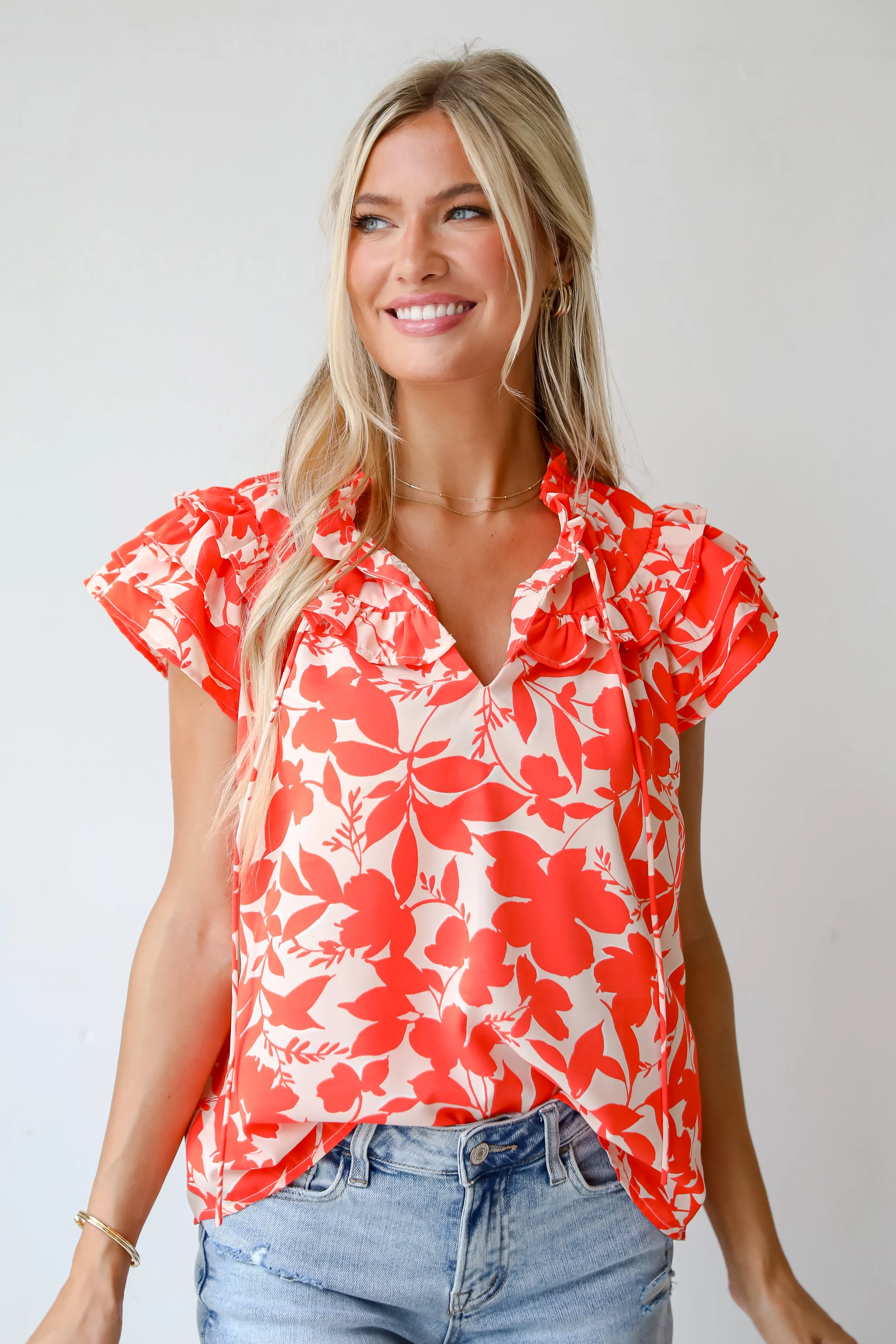 FINAL SALE - Poised Moment Orange Floral Blouse