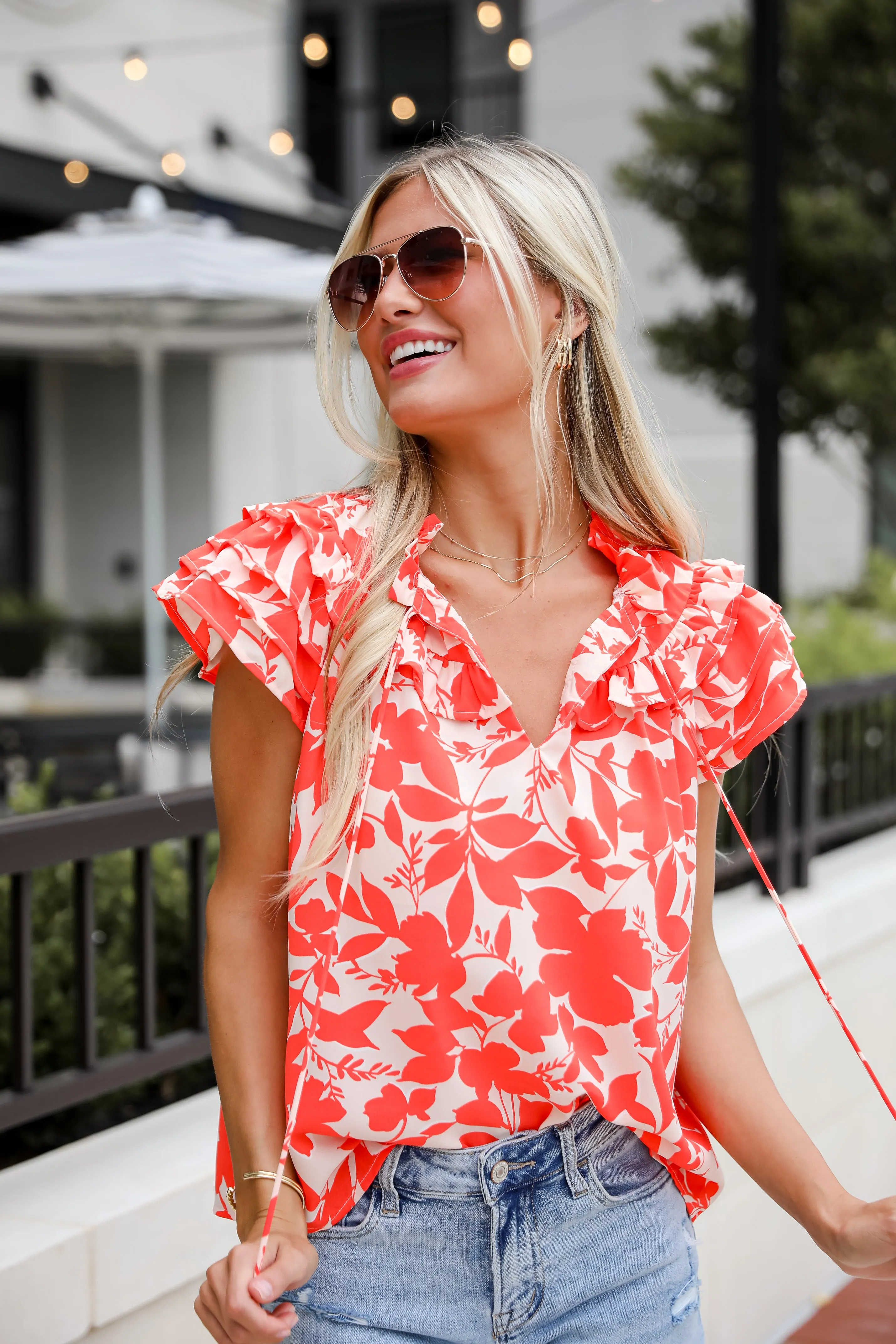 FINAL SALE - Poised Moment Orange Floral Blouse