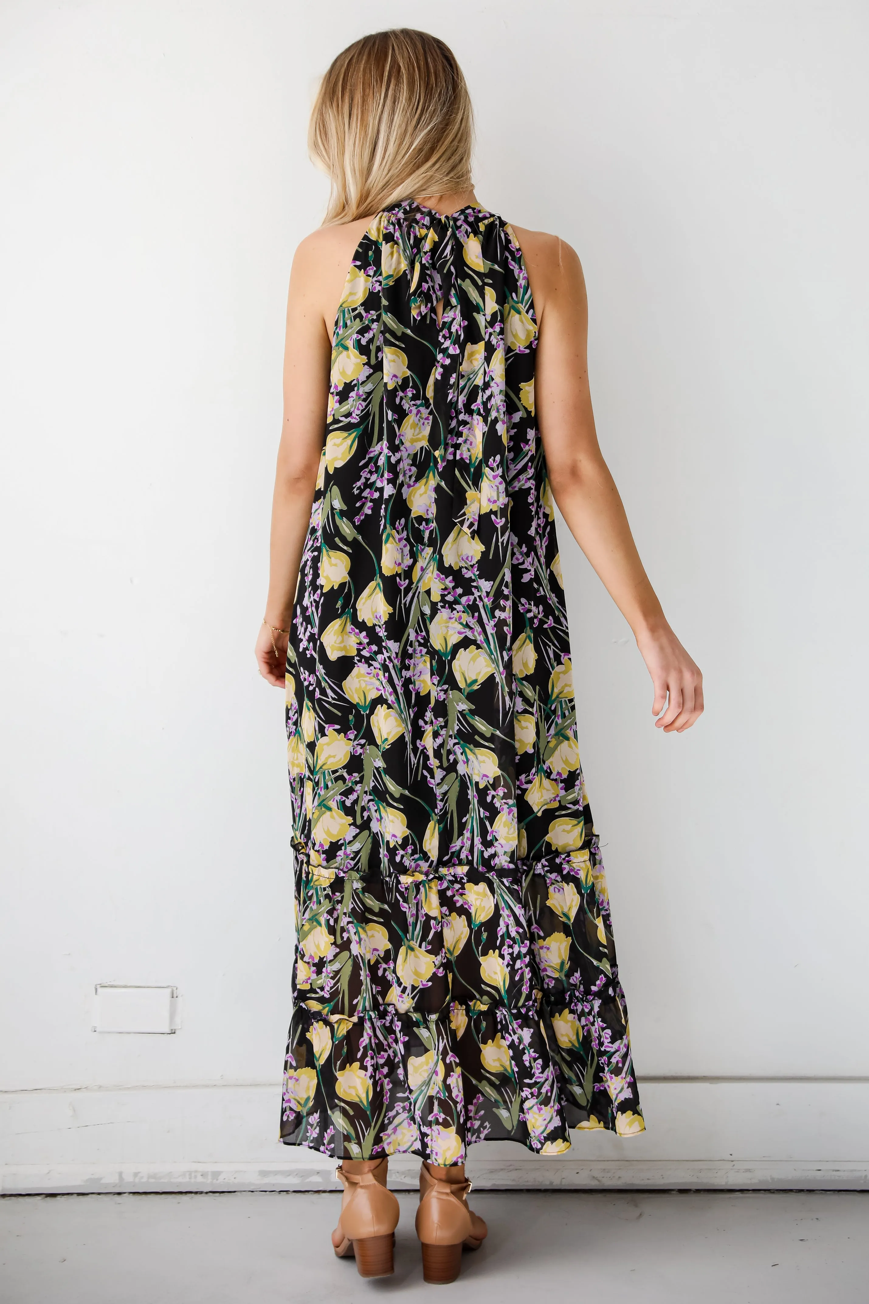 FINAL SALE - Sunny Day Sweetie Black Floral Maxi Dress