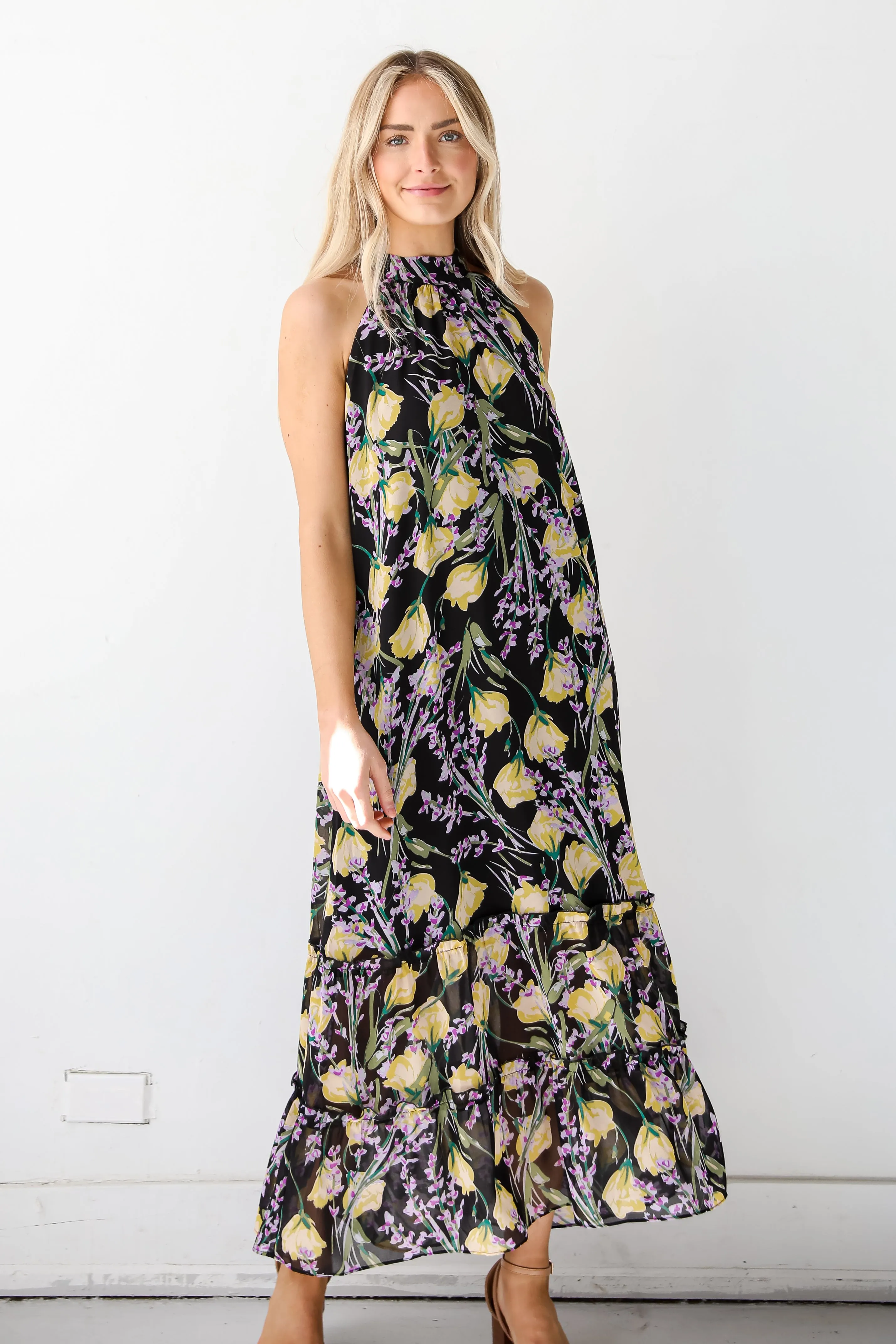 FINAL SALE - Sunny Day Sweetie Black Floral Maxi Dress