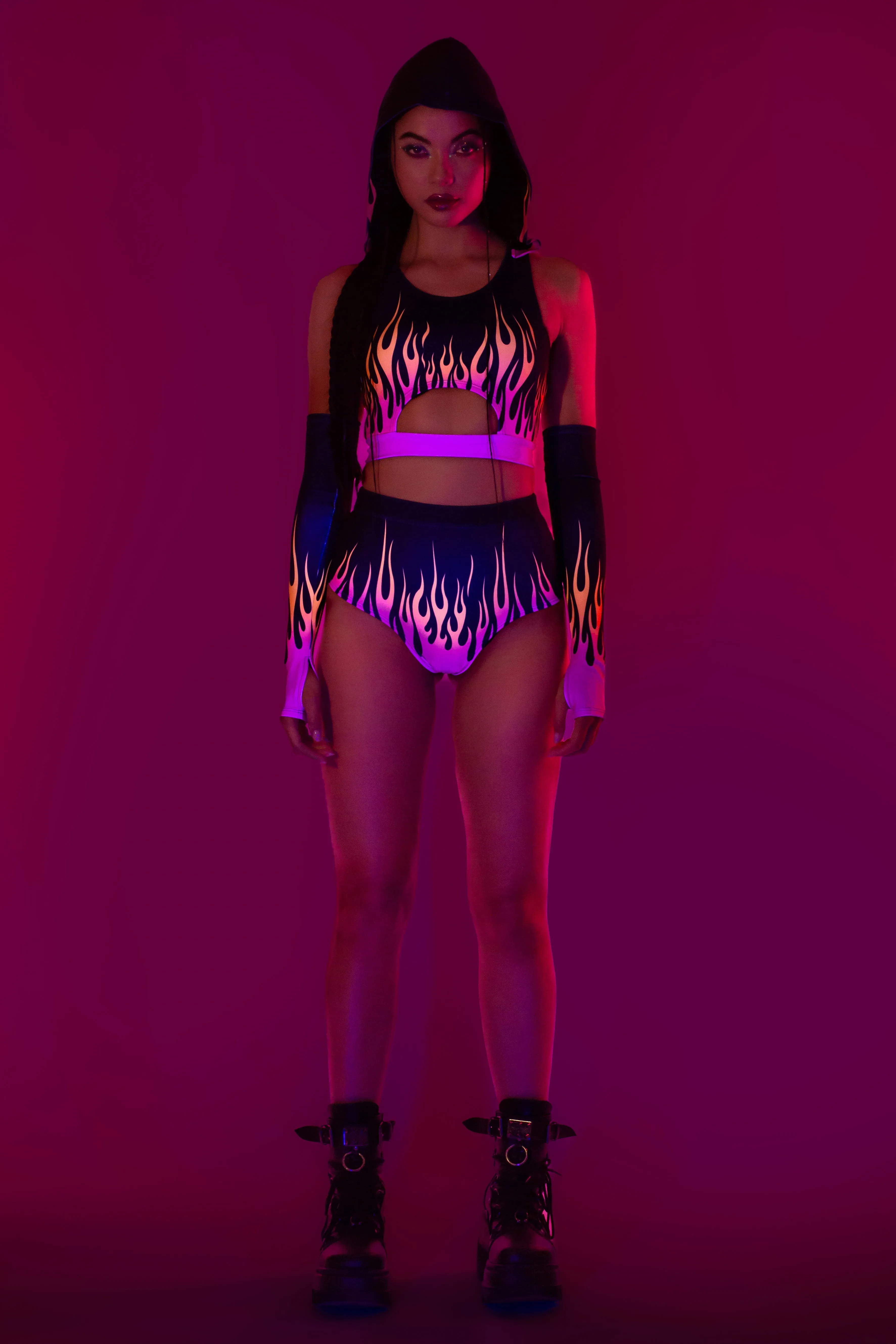 Firestarter Magenta Rave HW Shorts