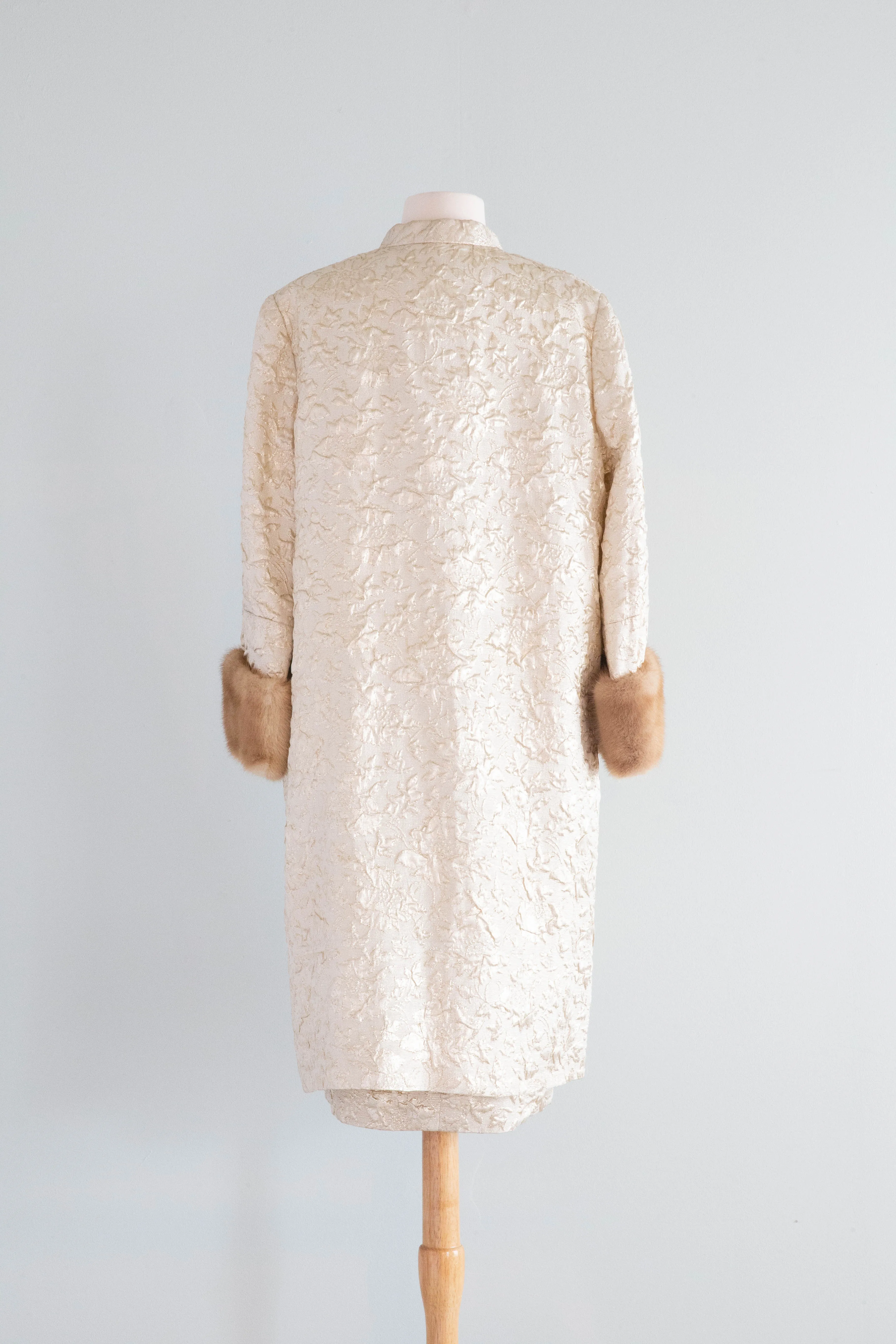 *Florence Sisman Collection* 1960's Metallic Gold Brocade Cocktail Dress With Coat / ML