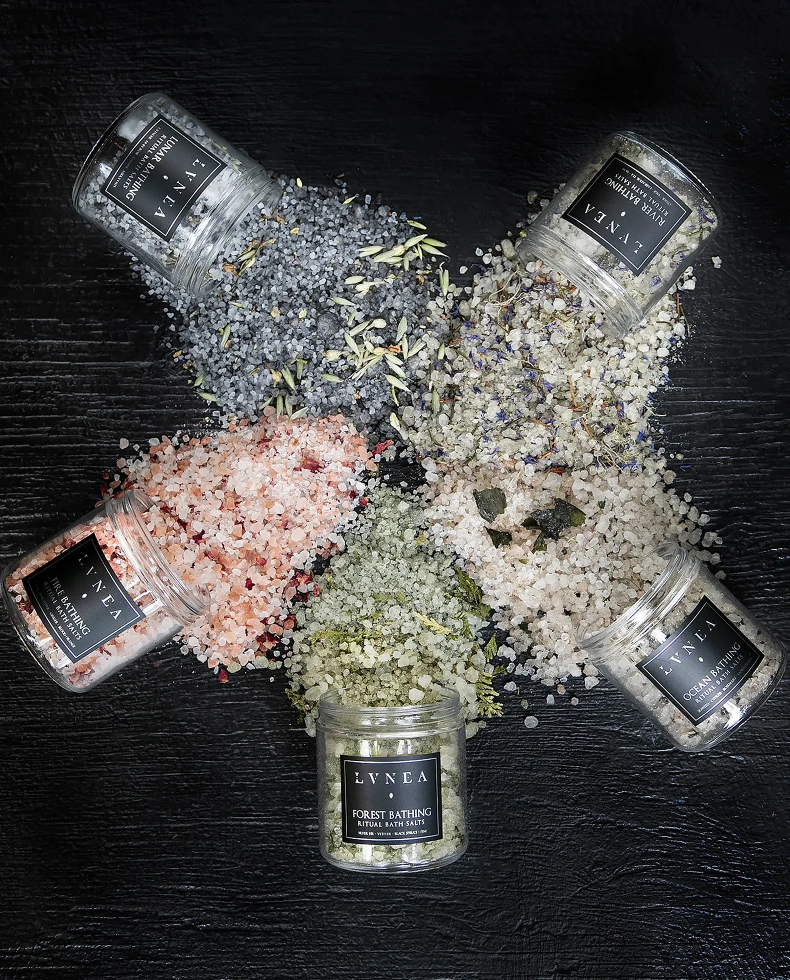 Forest Bathing Ritual Bath Salts with silver fir, vetiver, black spruce, pine