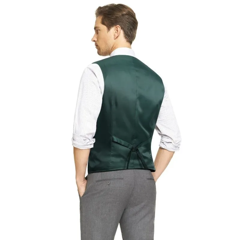 Formal Suit Vest - A-GREEN-SMOOTH BACK