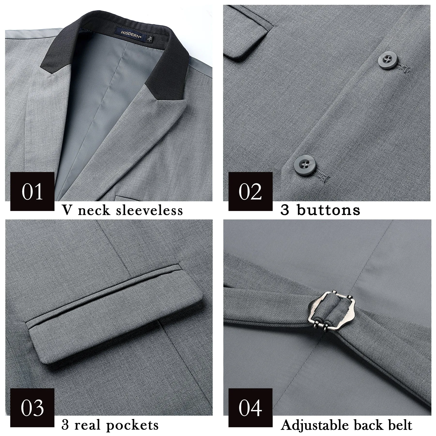 Formal Suit Vest - A-LIGHT GREY