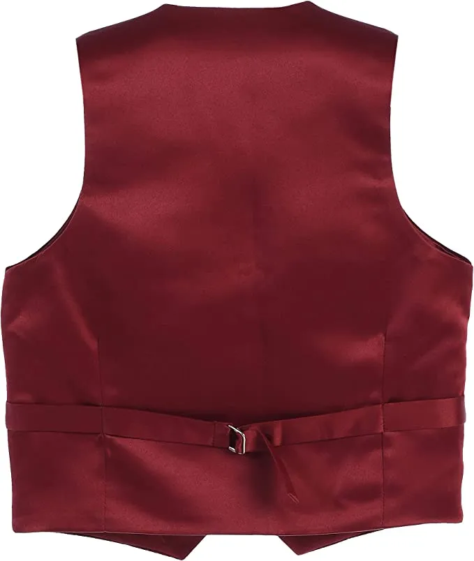 Formal Velvet 4 Button Vest Suit Toddler's Kids Boys - Burgundy