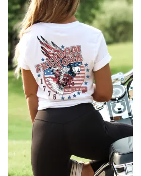 Freedom Tour T-Shirt, Retro 4th of July T-Shirt, Women's July Fourth T-Shirt, 4th July T-Shirt