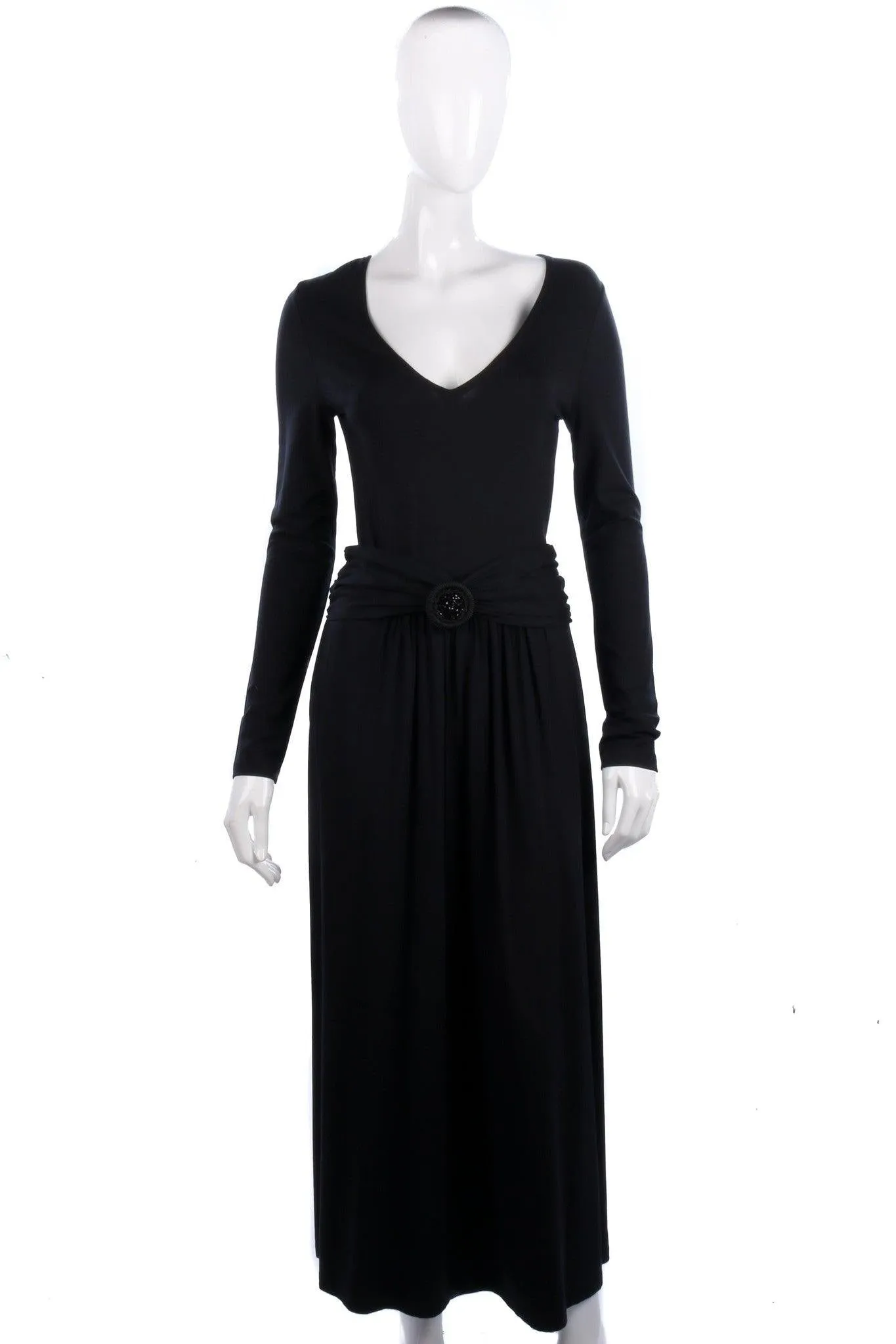 Gabi Lauton Long Black Dress With Belt UK12