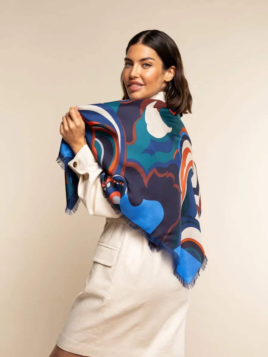 Giorgia (blue/red) - soft and lightweight Italian foulard from pure silk