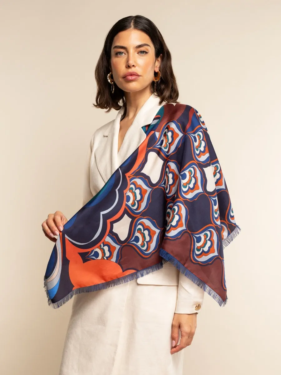 Giorgia (blue/red) - soft and lightweight Italian foulard from pure silk