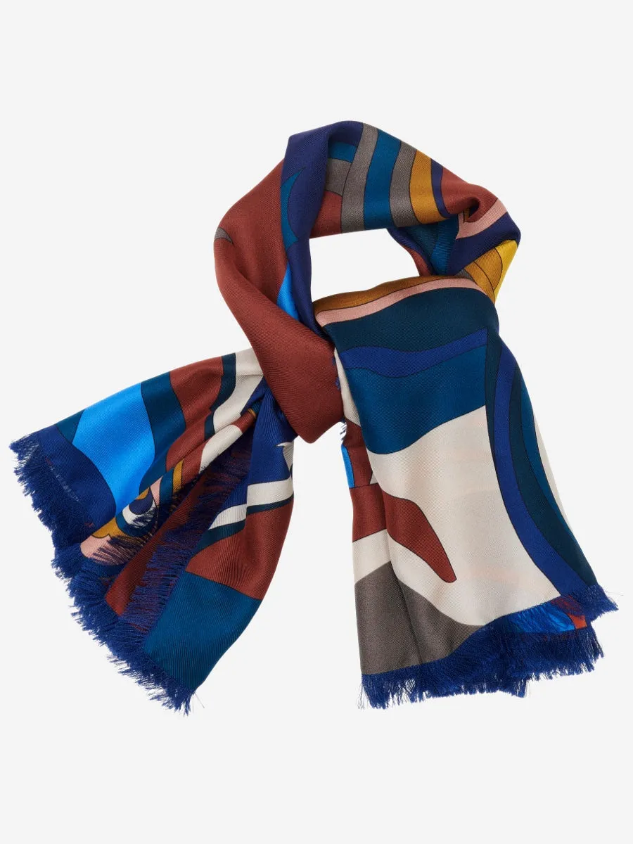 Giorgia (blue/red) - soft and lightweight Italian foulard from pure silk