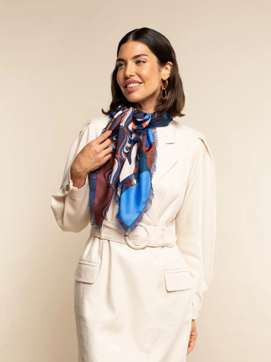 Giorgia (blue/red) - soft and lightweight Italian foulard from pure silk