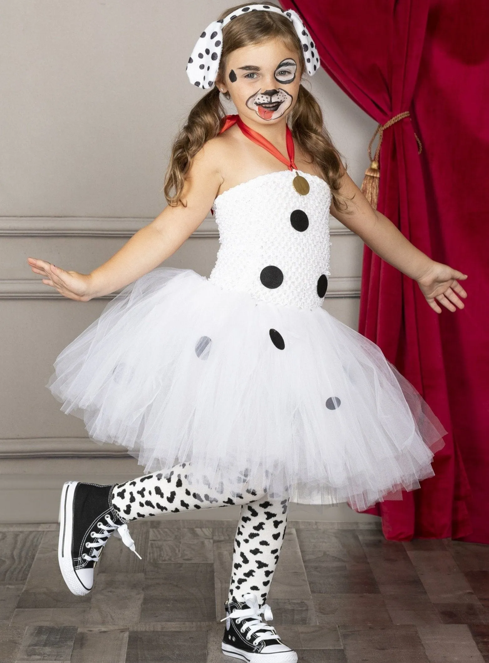 Girls 101 Dalmatians Inspired Tutu Costume Dress and Headband