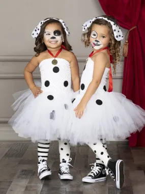 Girls 101 Dalmatians Inspired Tutu Costume Dress and Headband